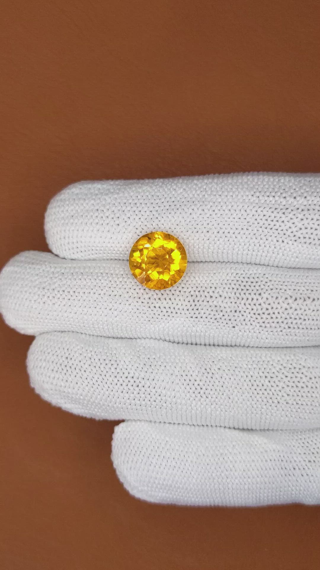 5.03 Ct. Orangish Yellow Citrine from Ceylon (Sri Lanka) Size Video