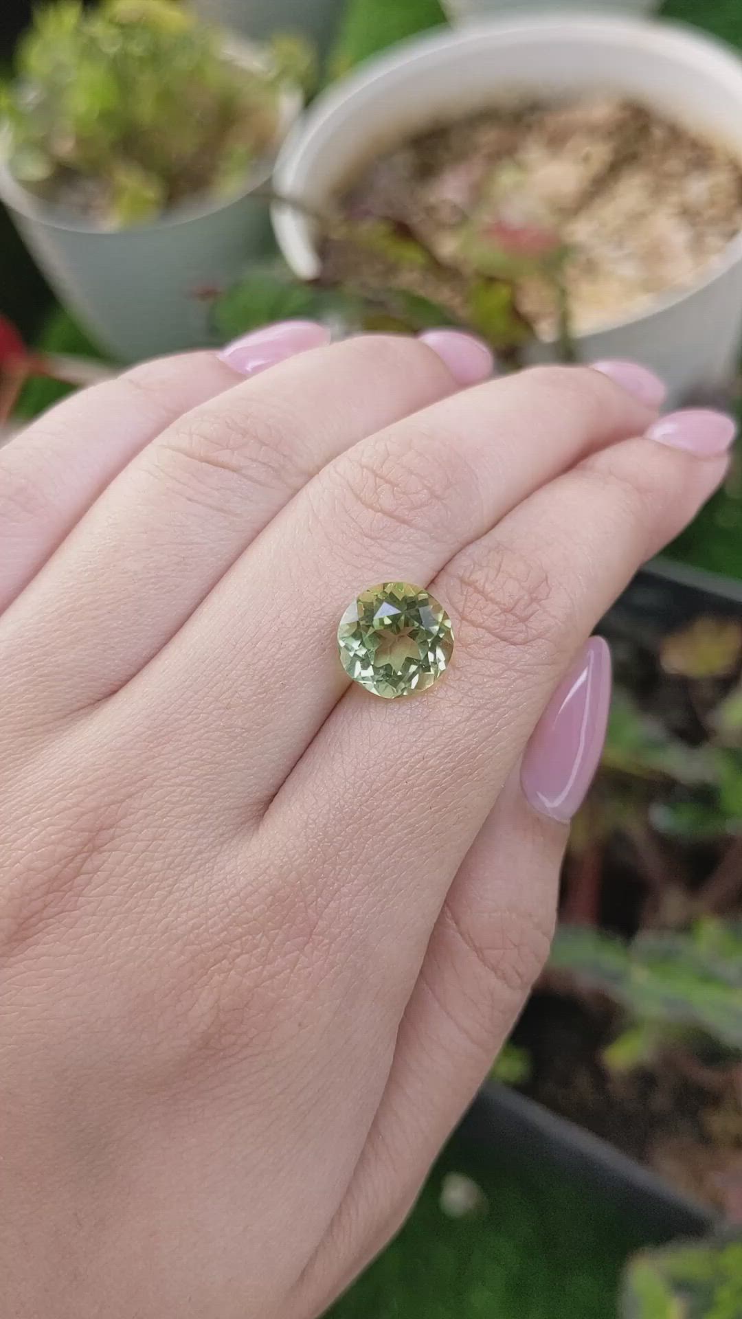 4.92 Ct. Yellowish Green Prasiolite from Brazil Size Video