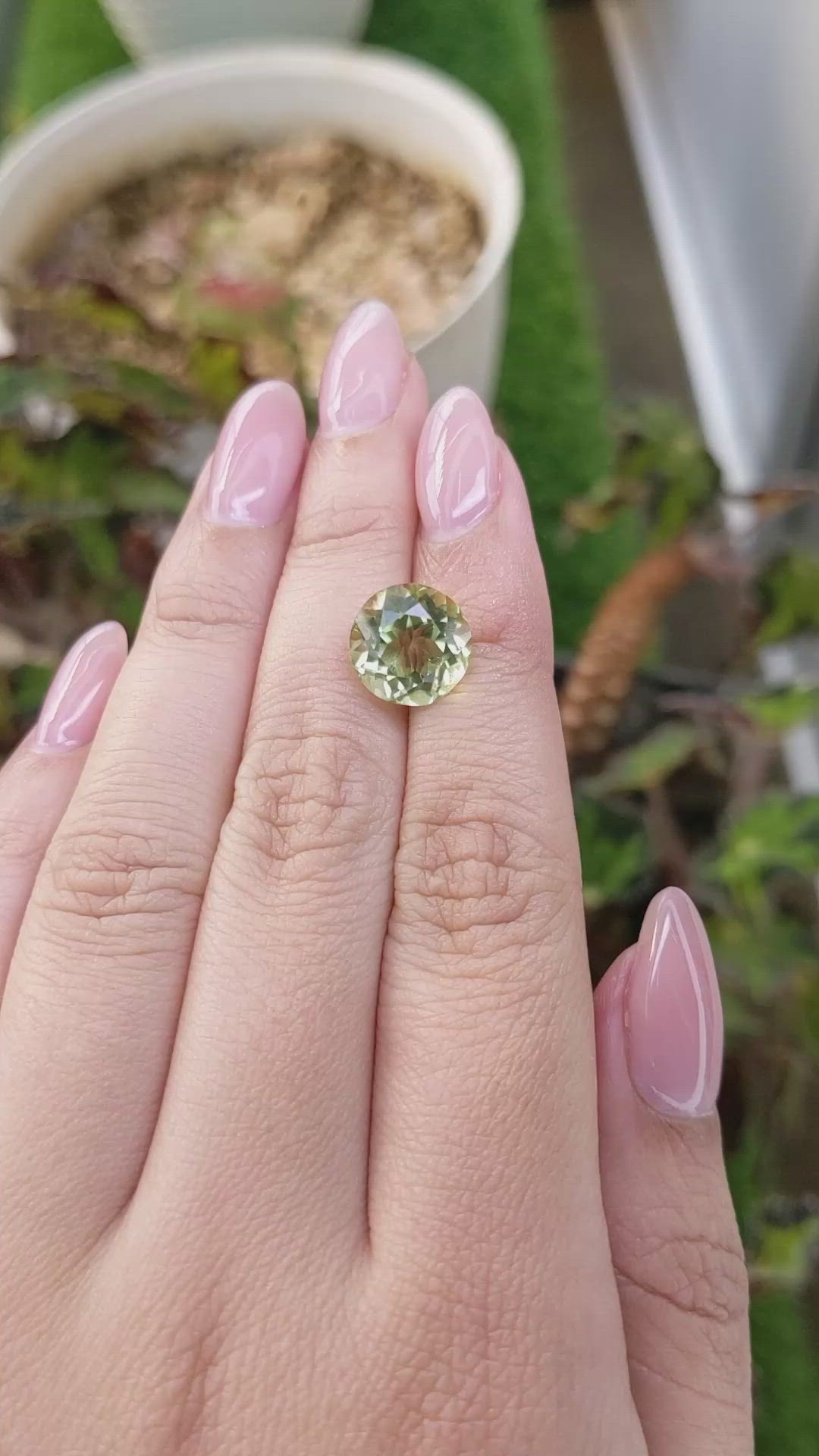 4.92 Ct. Yellowish Green Prasiolite from Brazil Size Video