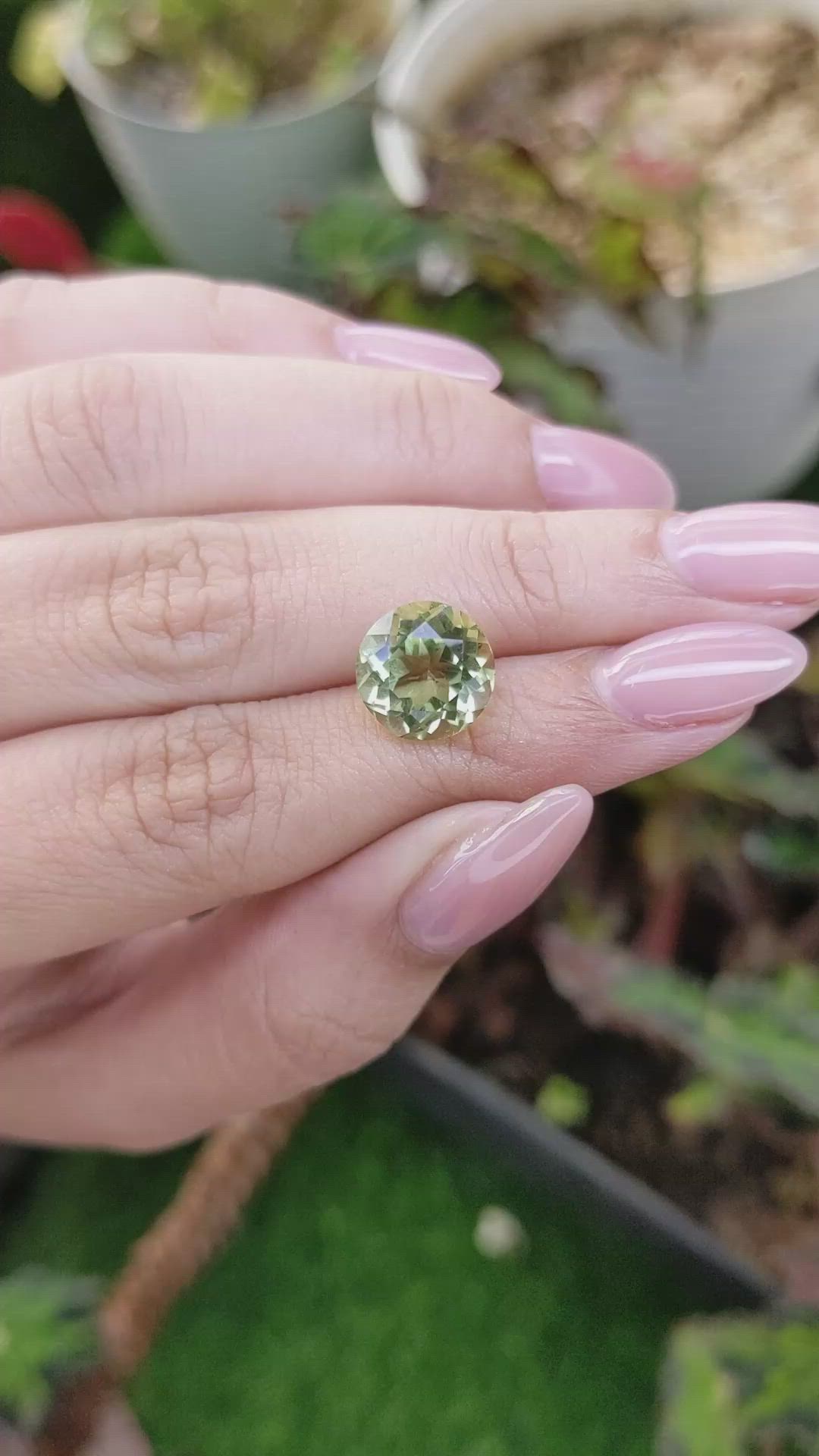 4.92 Ct. Yellowish Green Prasiolite from Brazil Size Video