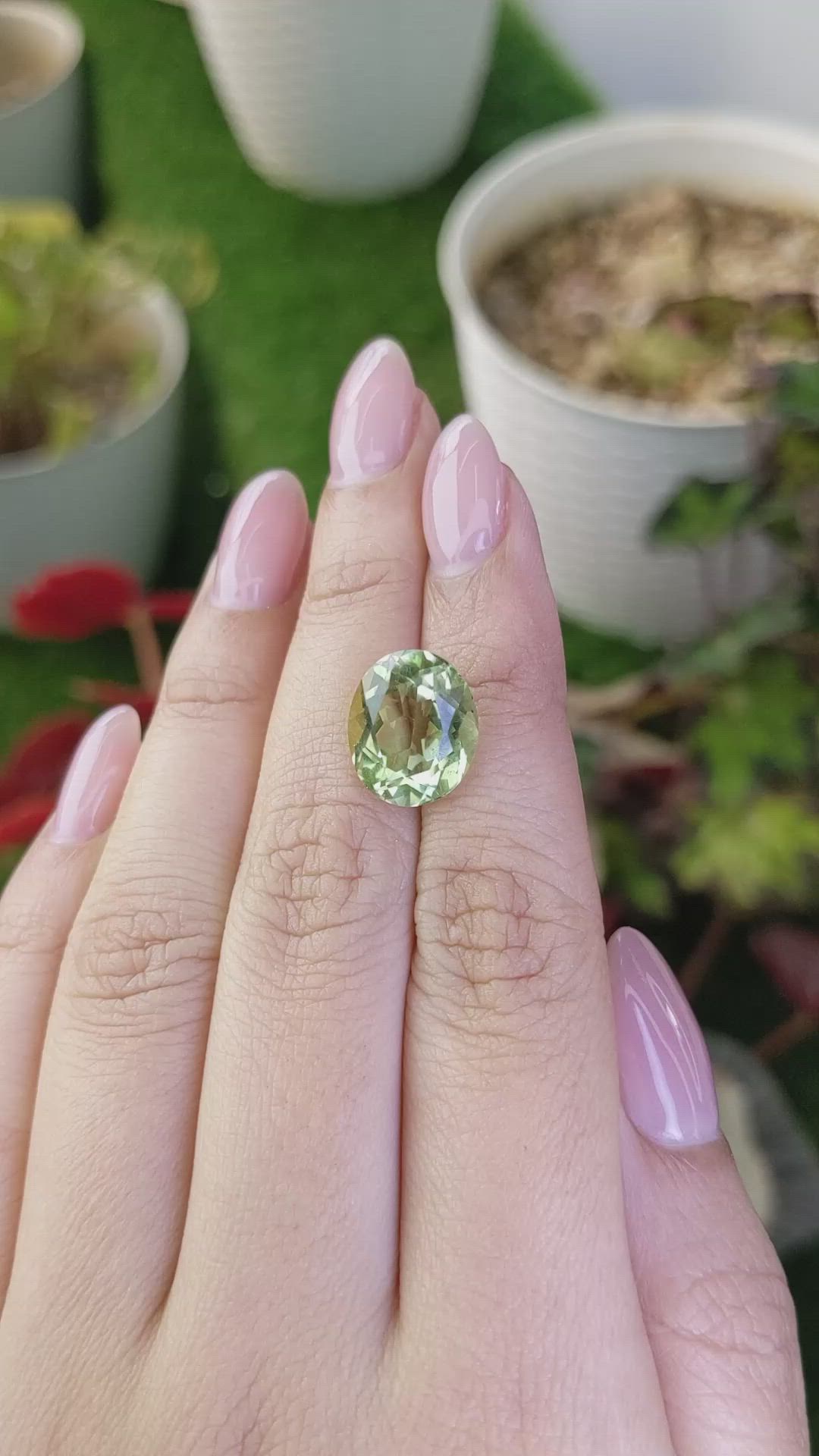 6.28 Ct. Yellowish Green Prasiolite from Brazil Size Video