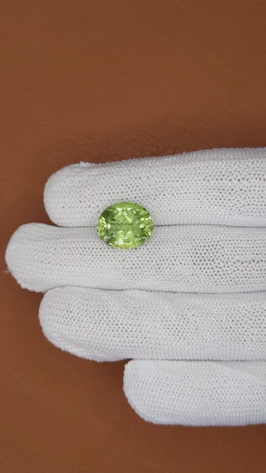 6.28 Ct. Yellowish Green Prasiolite from Brazil Size Video