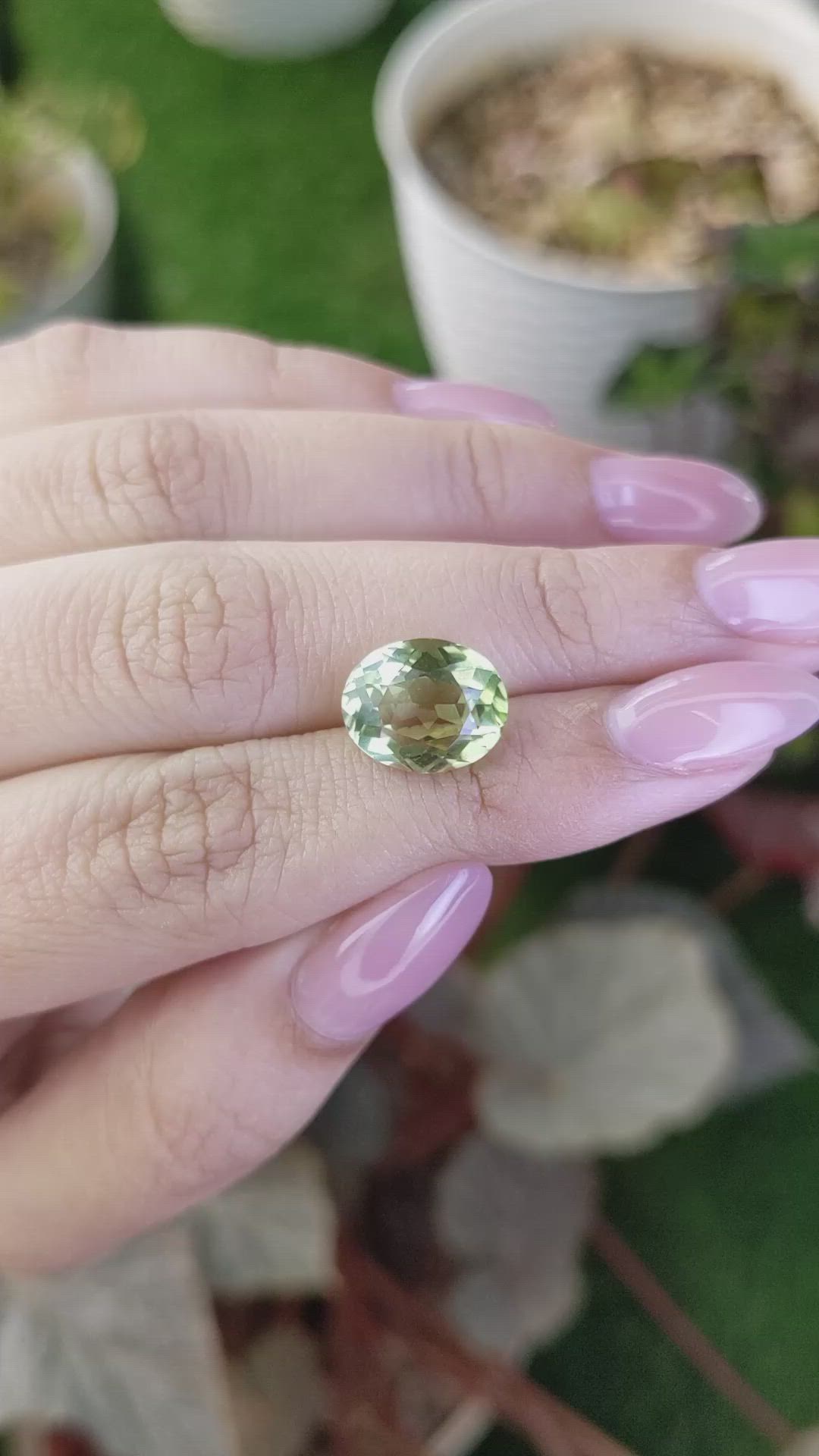 4.90 Ct. Yellowish Green Prasiolite from Brazil Size Video