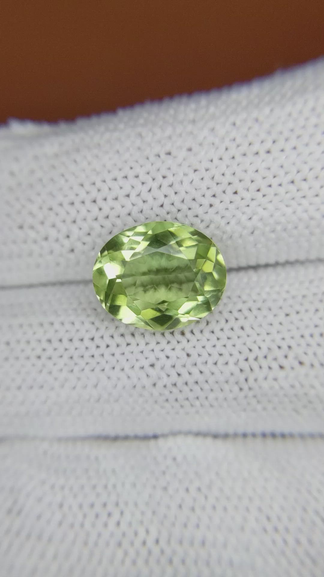 4.90 Ct. Yellowish Green Prasiolite from Brazil Size Video