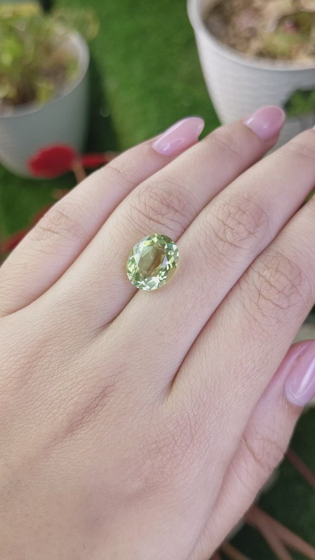 4.90 Ct. Yellowish Green Prasiolite from Brazil Size Video