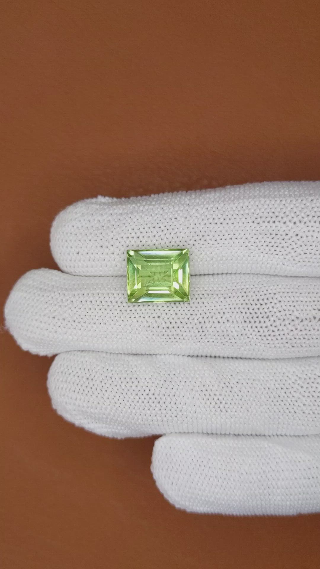 7.24 Ct. Yellowish Green Prasiolite from Brazil Size Video