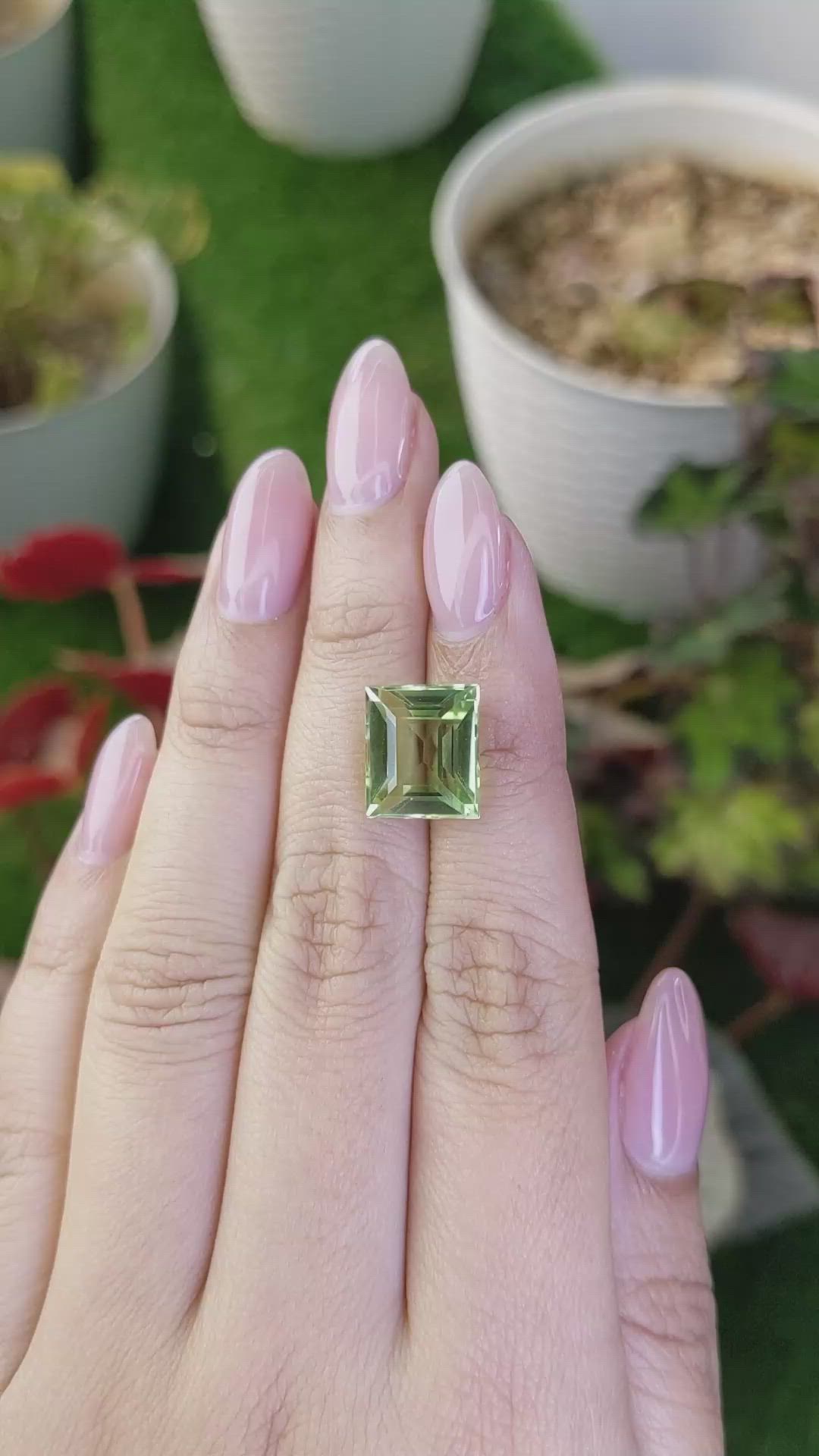 7.24 Ct. Yellowish Green Prasiolite from Brazil Size Video