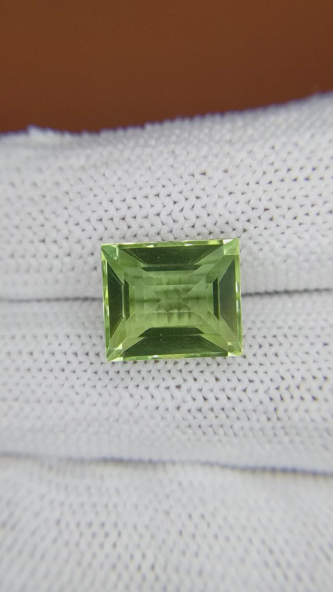7.24 Ct. Yellowish Green Prasiolite from Brazil Size Video