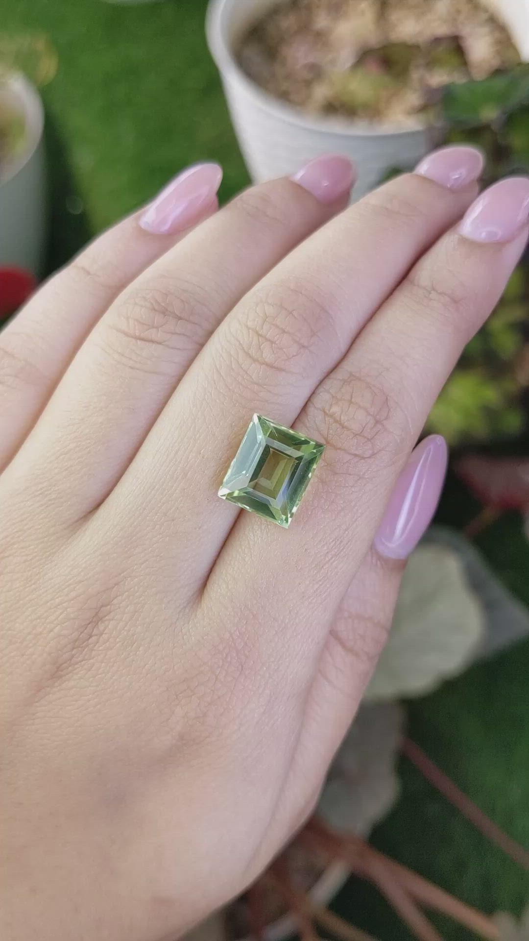 7.24 Ct. Yellowish Green Prasiolite from Brazil Size Video