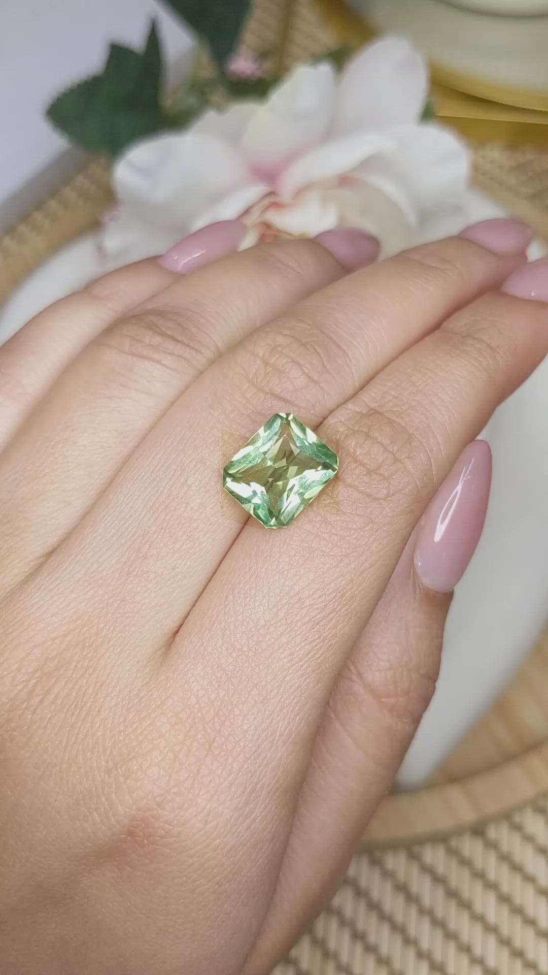5.04 Ct. Green Prasiolite from Brazil Size Video
