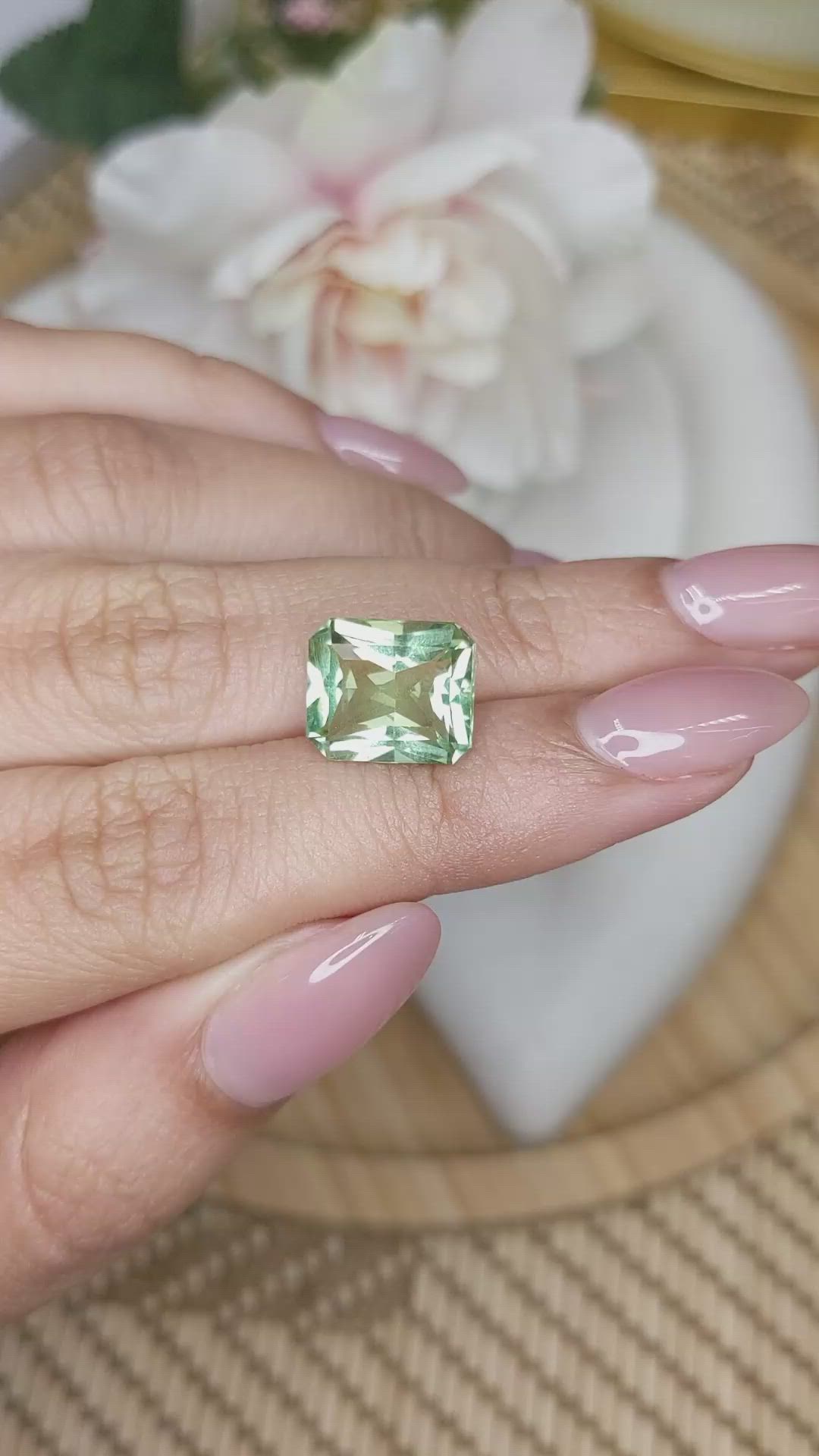 5.04 Ct. Green Prasiolite from Brazil Size Video