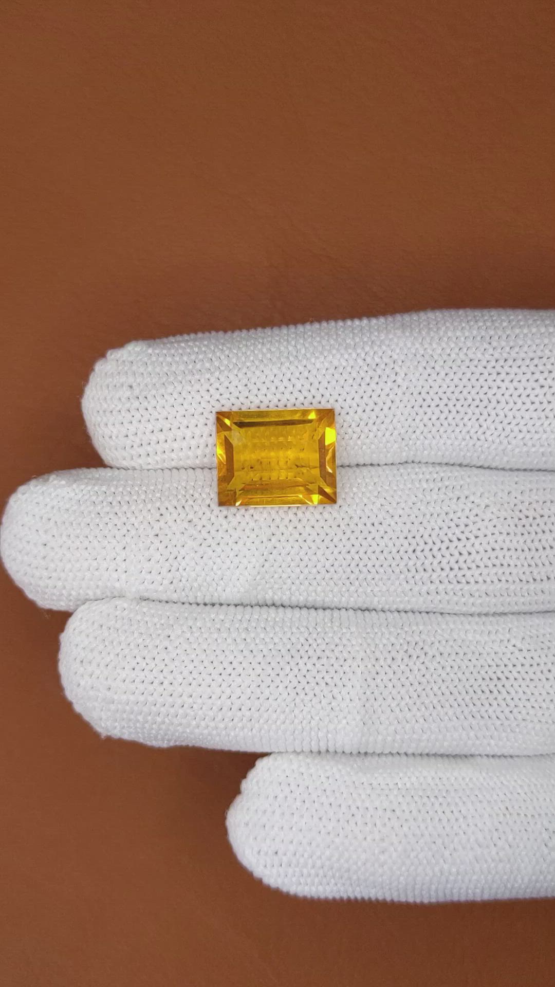6.82 Ct. Orangish Yellow Citrine from Ceylon (Sri Lanka) Size Video