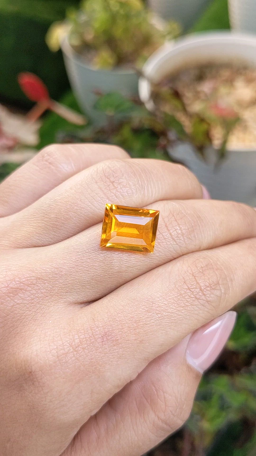 6.82 Ct. Orangish Yellow Citrine from Ceylon (Sri Lanka) Size Video