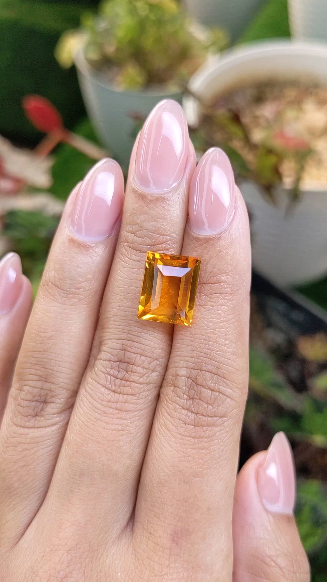 6.82 Ct. Orangish Yellow Citrine from Ceylon (Sri Lanka) Size Video