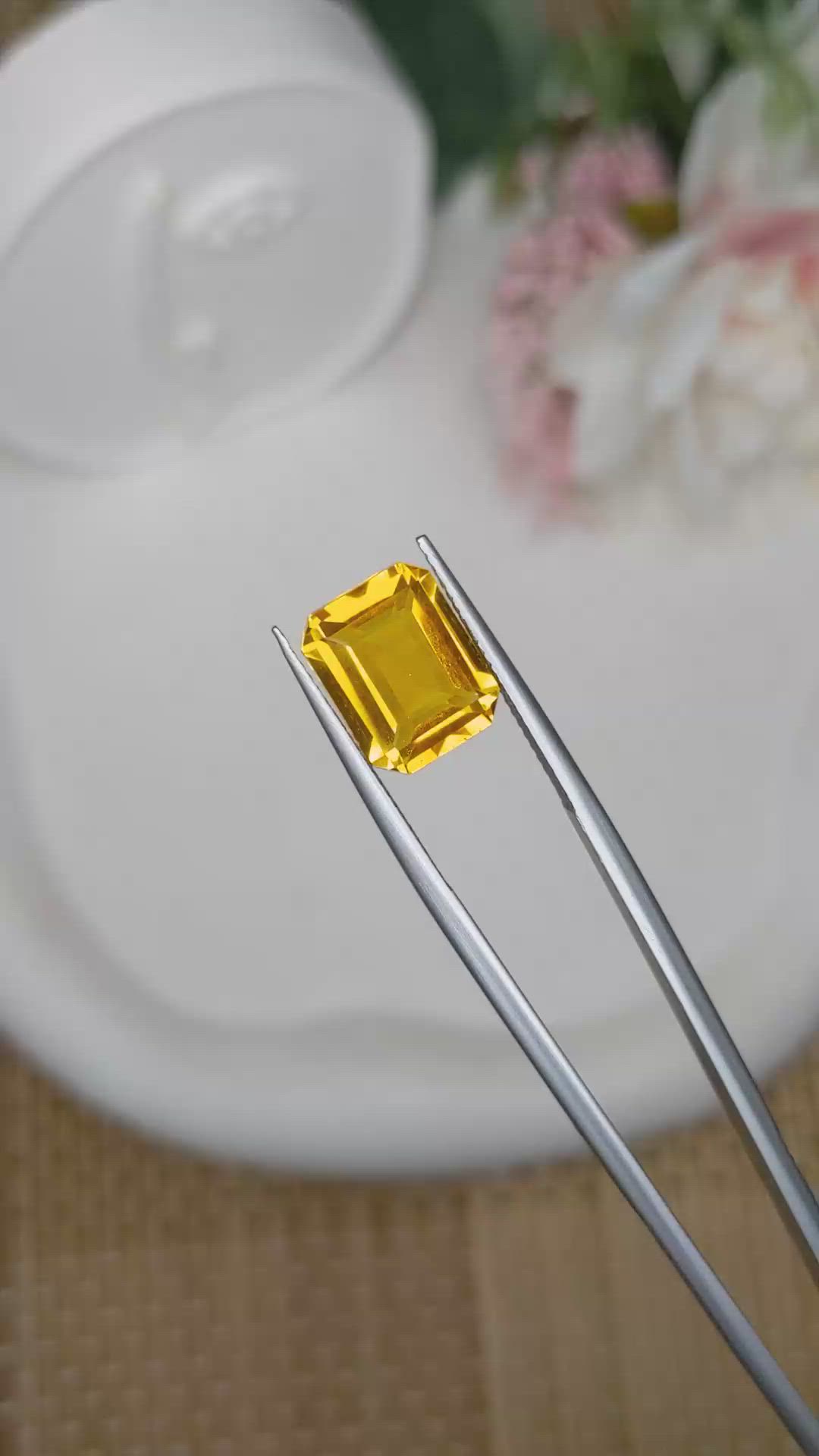5.21 Ct. Orangish Yellow Citrine from Ceylon (Sri Lanka) Size Video