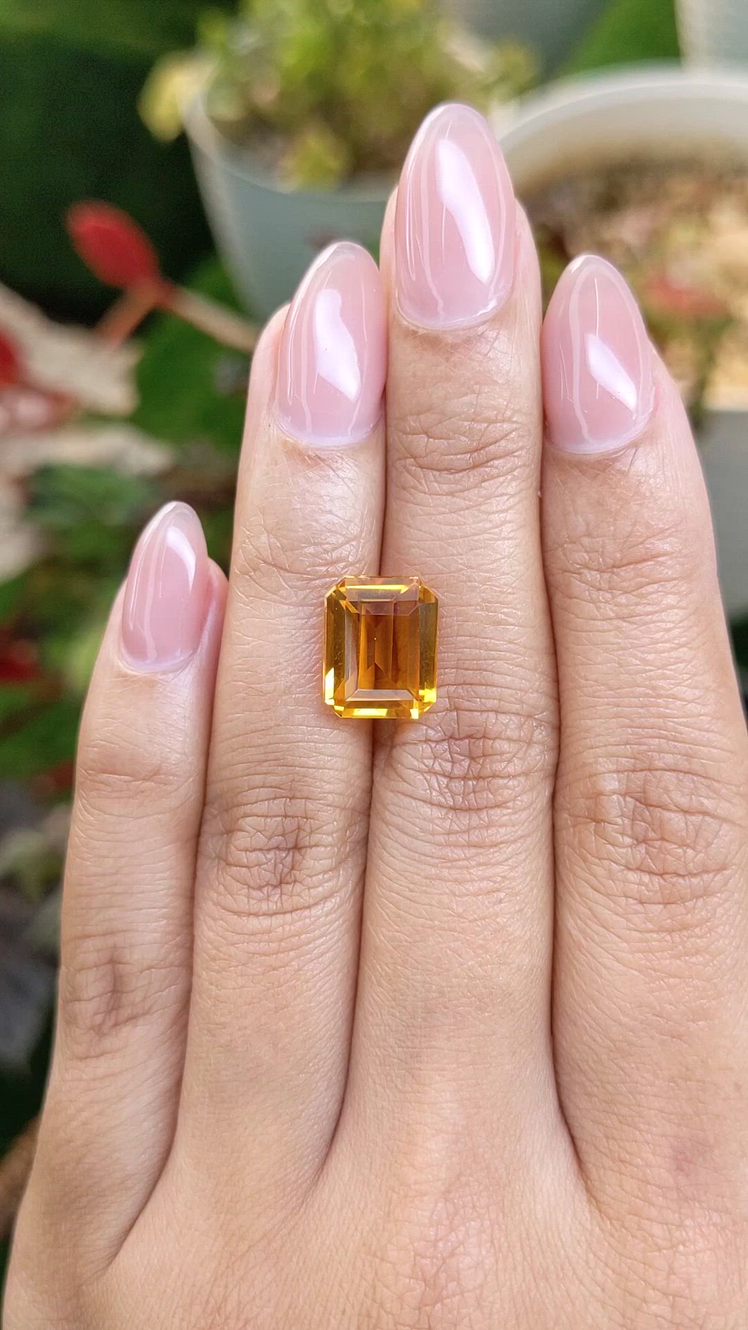 5.21 Ct. Orangish Yellow Citrine from Ceylon (Sri Lanka) Size Video
