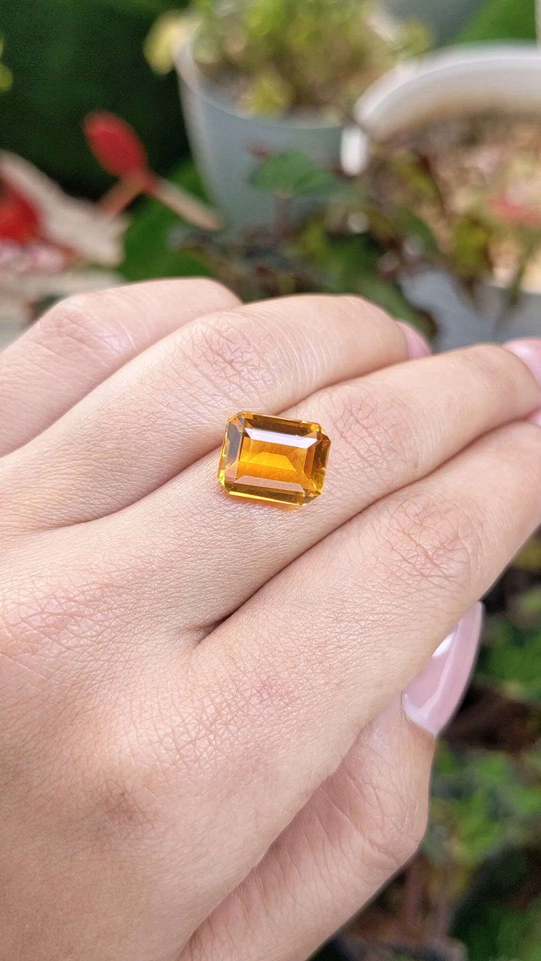5.21 Ct. Orangish Yellow Citrine from Ceylon (Sri Lanka) Size Video