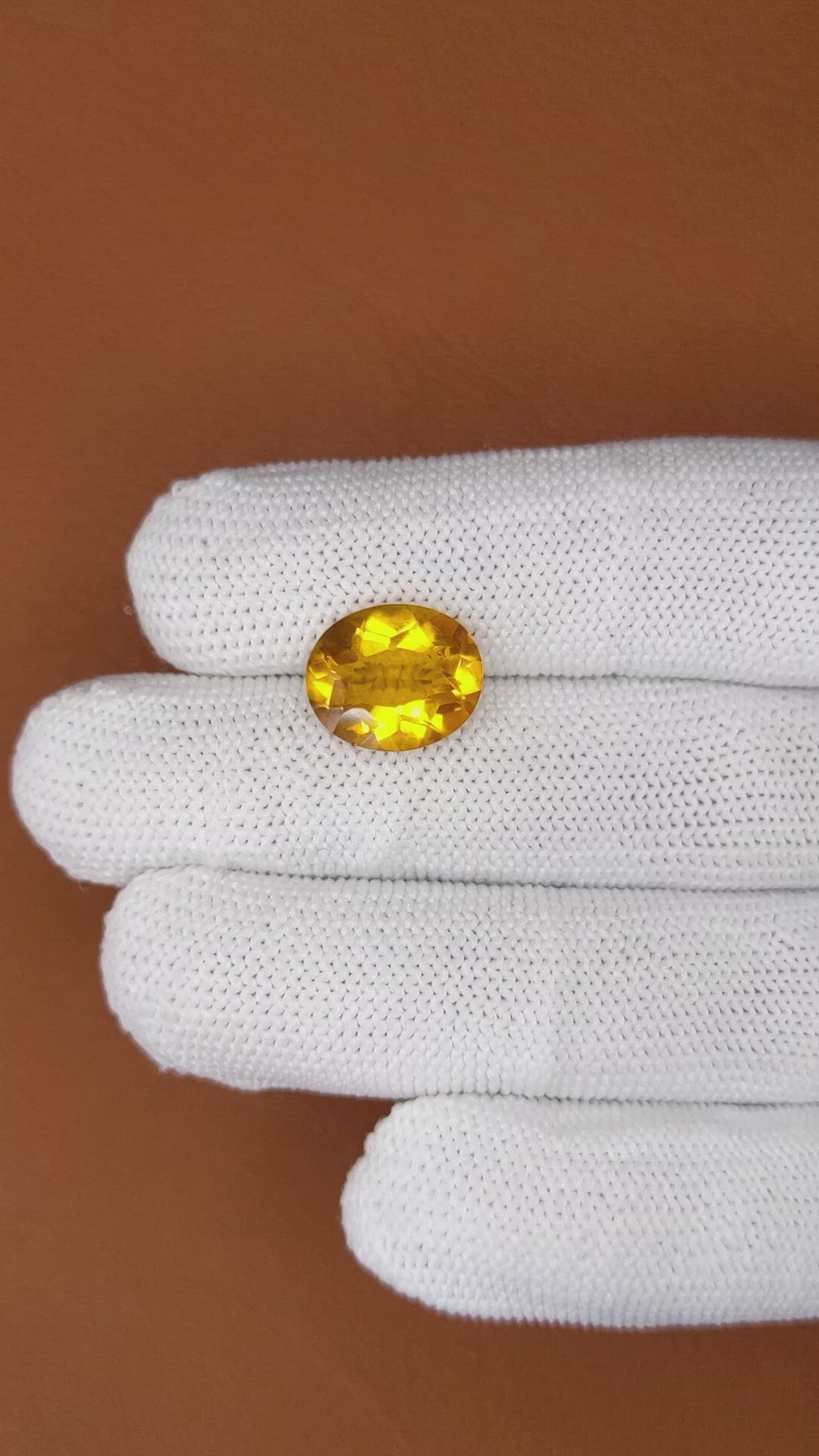 4.94 Ct. Yellow Citrine from Ceylon (Sri Lanka) Size Video