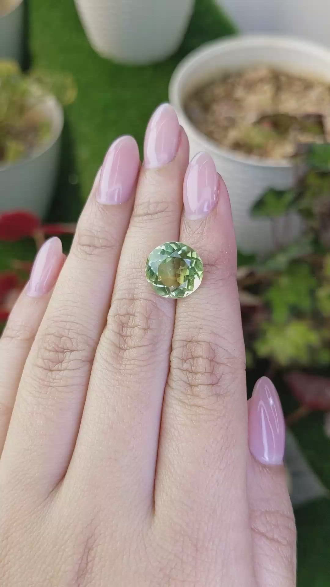 6.21 Ct. Yellowish Green Prasiolite from Brazil Size Video