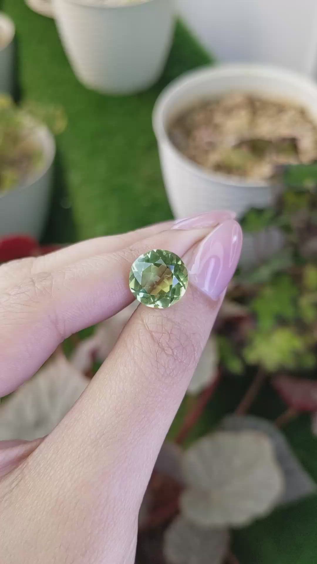 6.21 Ct. Yellowish Green Prasiolite from Brazil Size Video