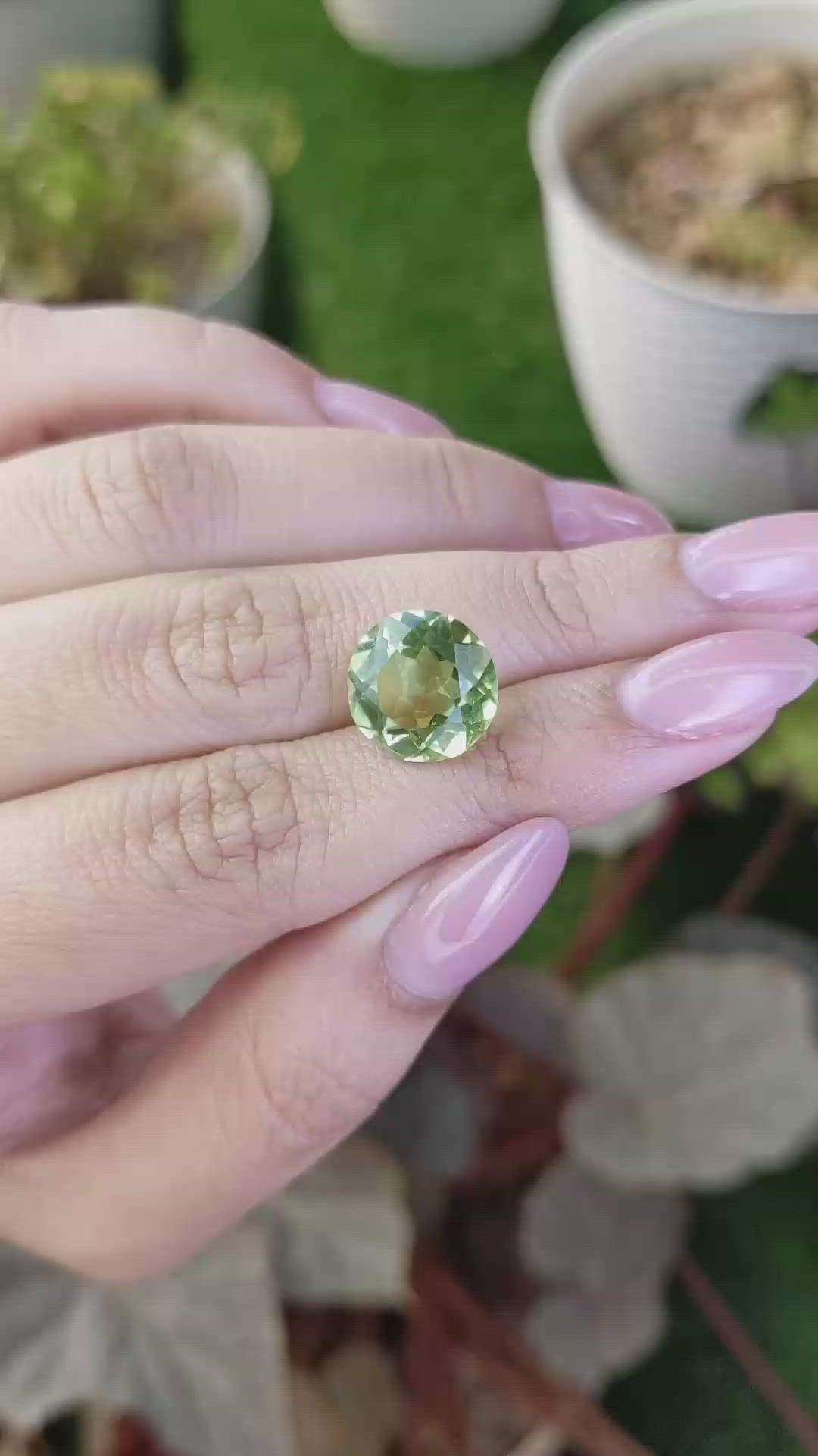 6.21 Ct. Yellowish Green Prasiolite from Brazil Size Video