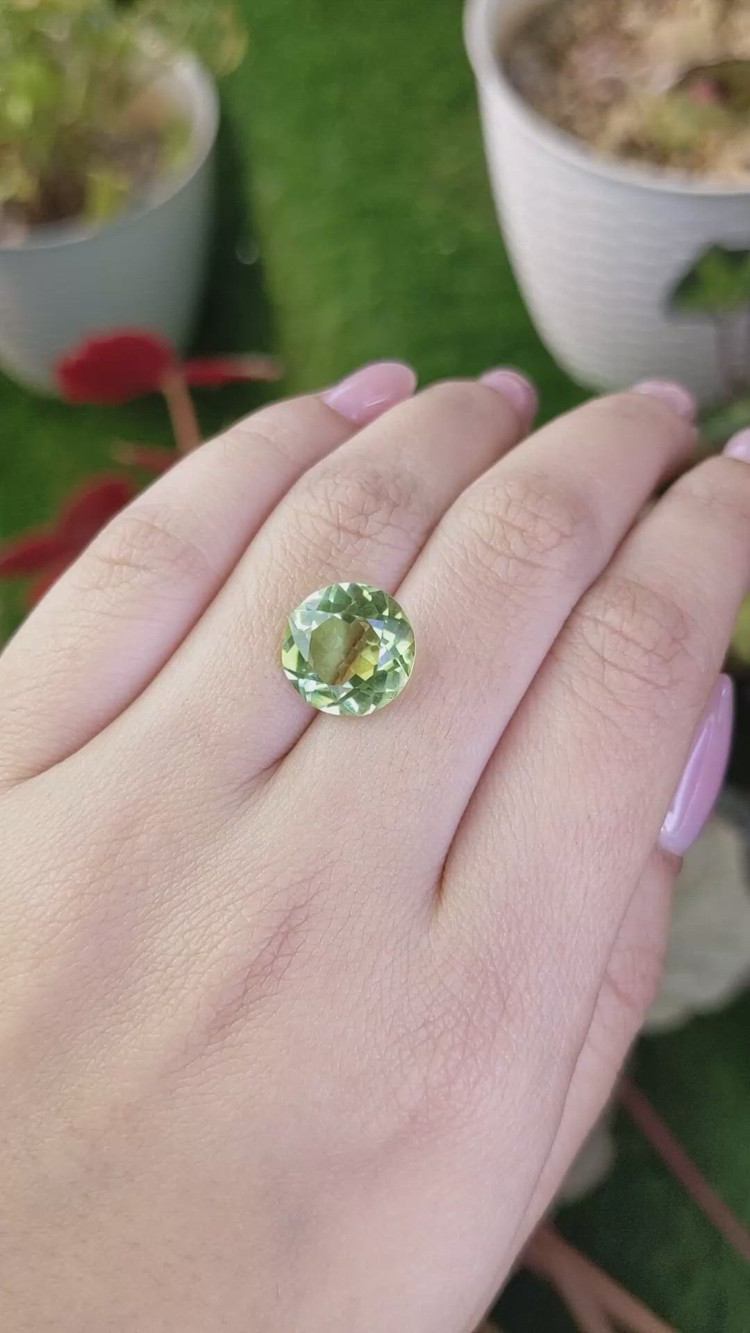 6.21 Ct. Yellowish Green Prasiolite from Brazil Size Video