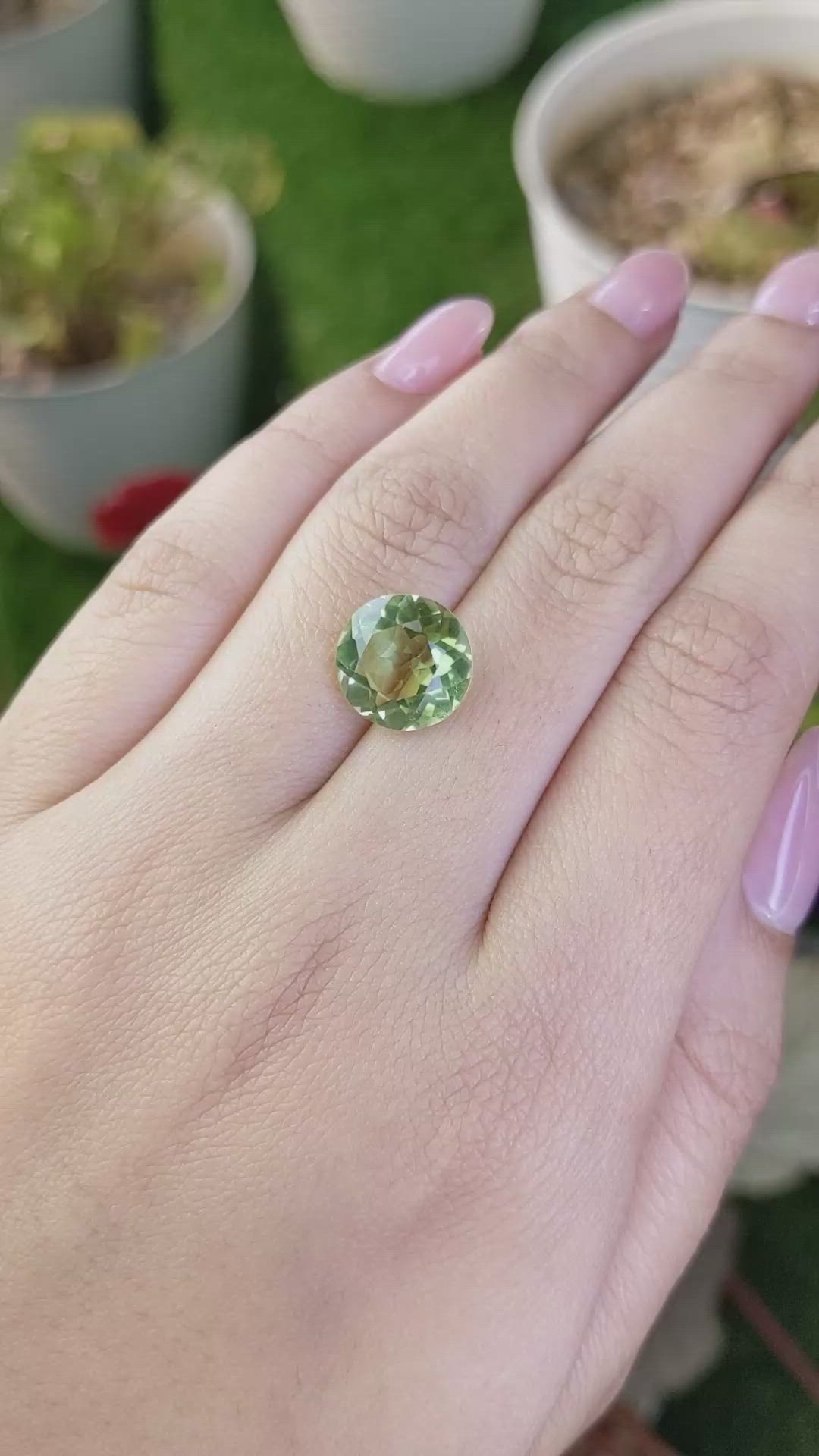 5.04 Ct. Yellowish Green Prasiolite from Brazil Size Video