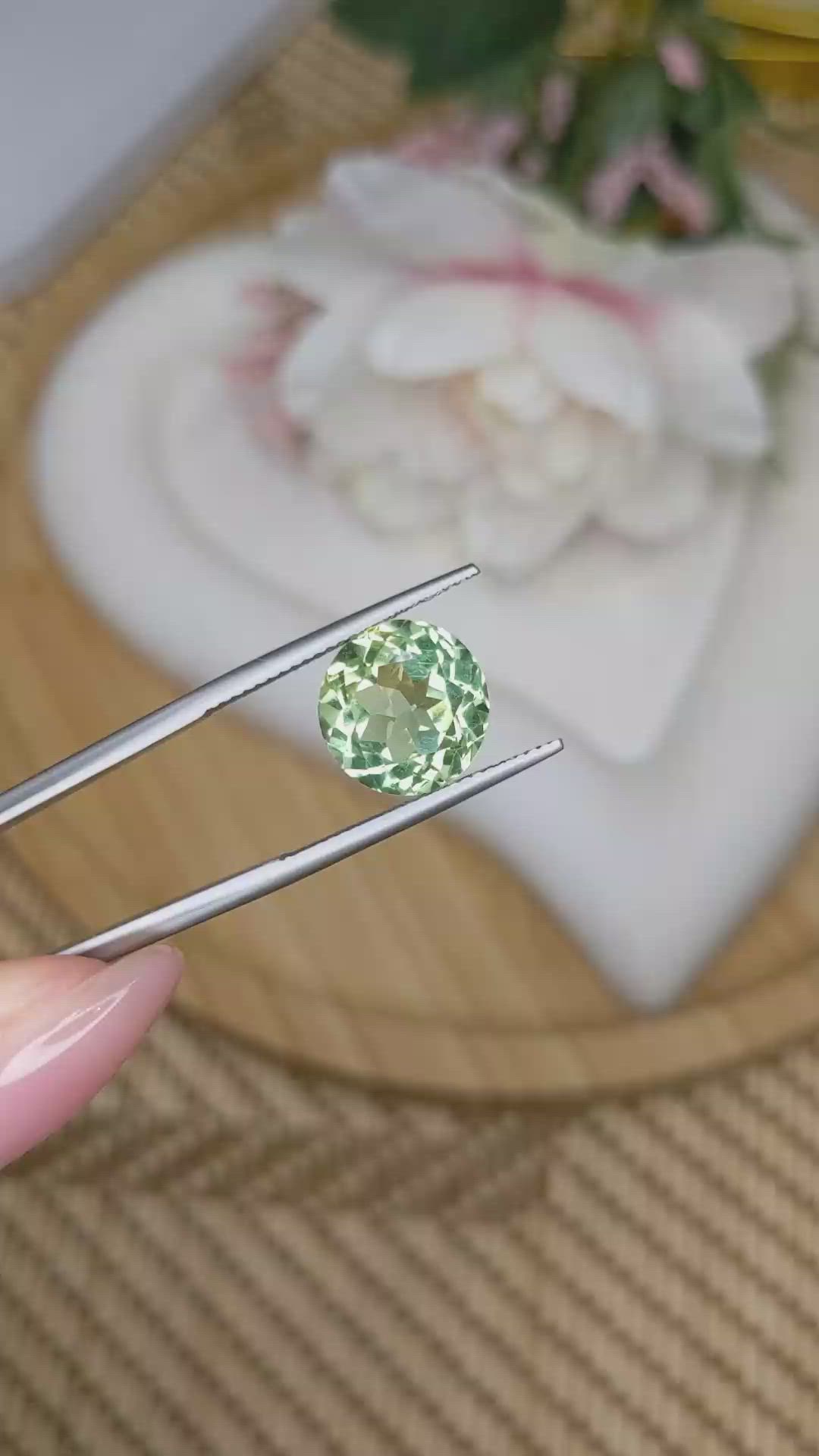 5.64 Ct. Yellowish Green Prasiolite from Brazil Size Video