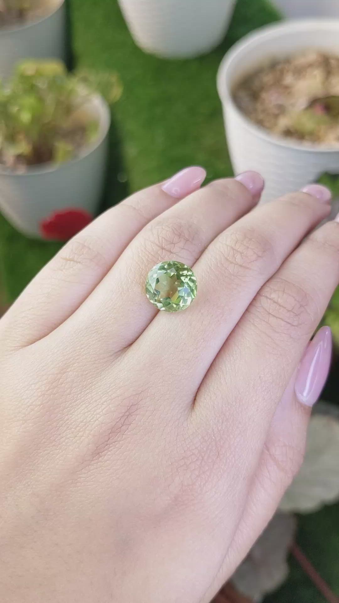 5.64 Ct. Yellowish Green Prasiolite from Brazil Size Video