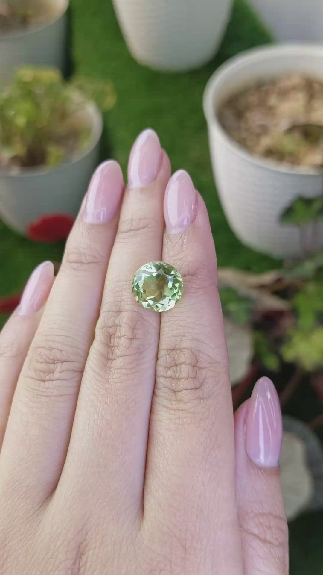 5.64 Ct. Yellowish Green Prasiolite from Brazil Size Video