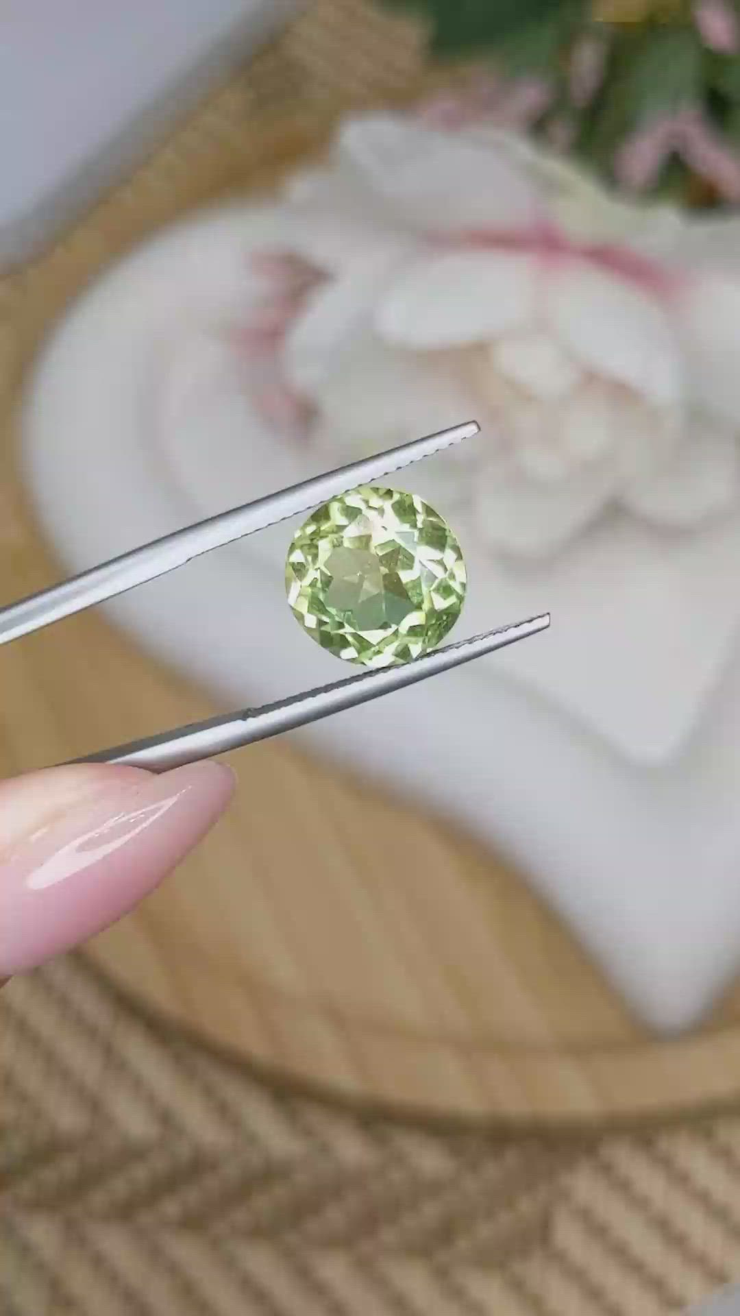 5.42 Ct. Yellowish Green Prasiolite from Brazil Size Video