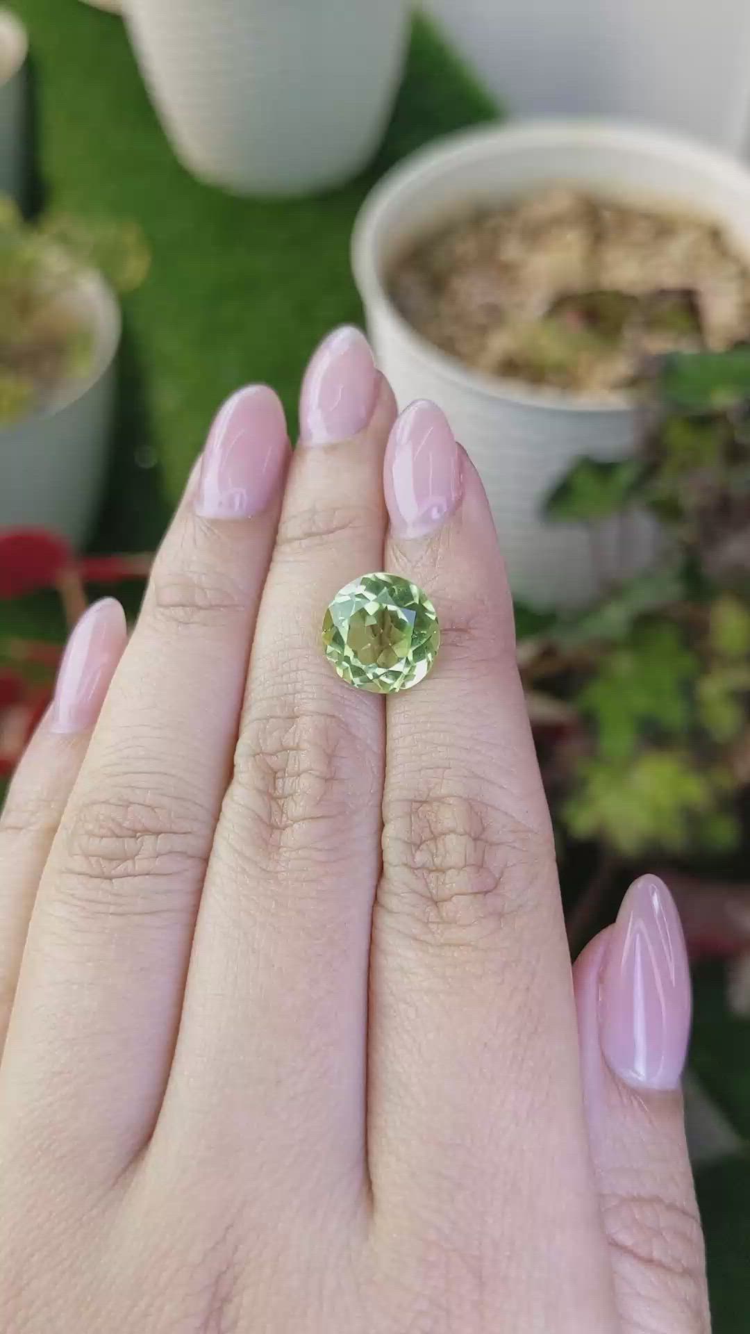 5.42 Ct. Yellowish Green Prasiolite from Brazil Size Video