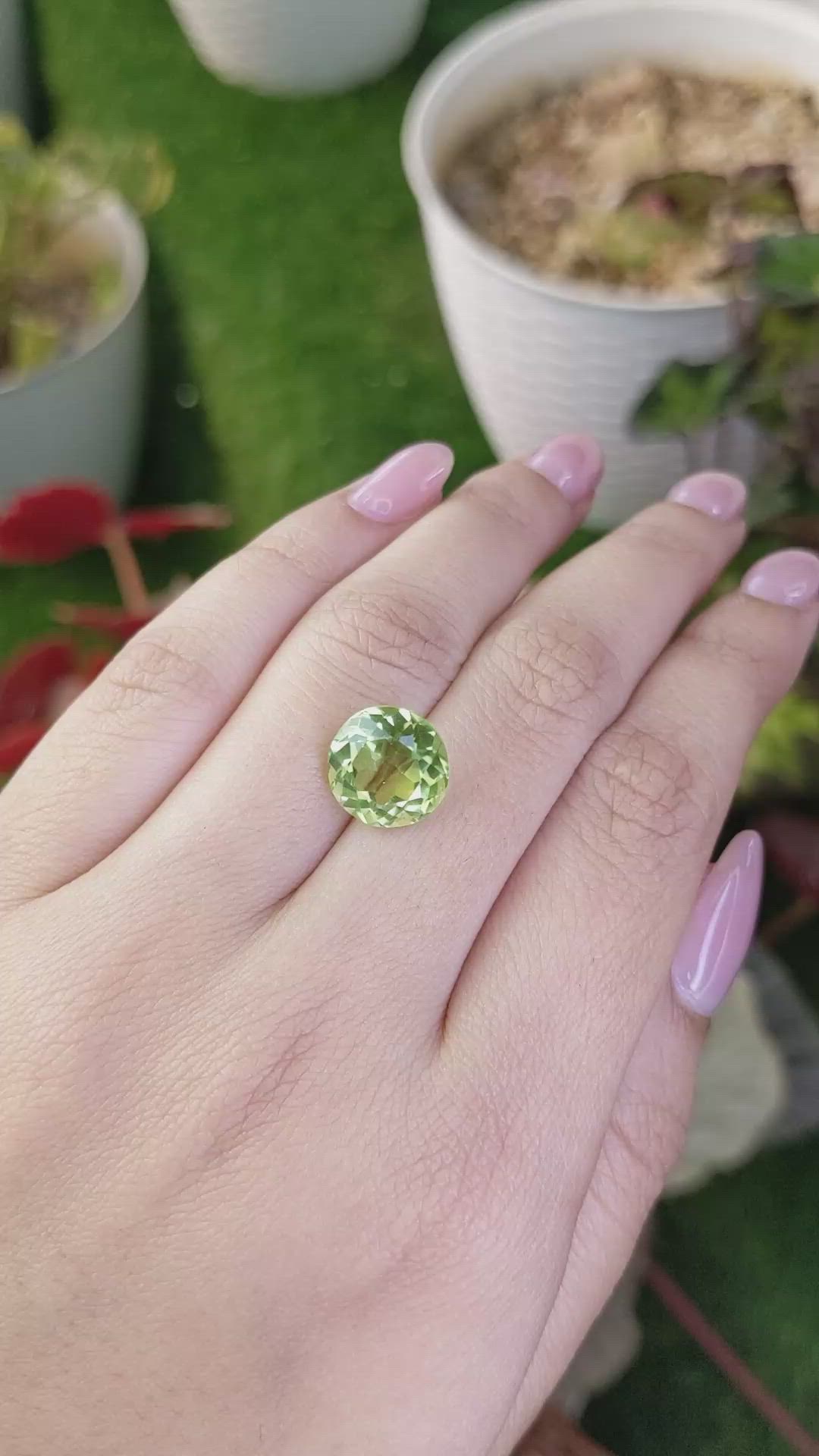 5.42 Ct. Yellowish Green Prasiolite from Brazil Size Video