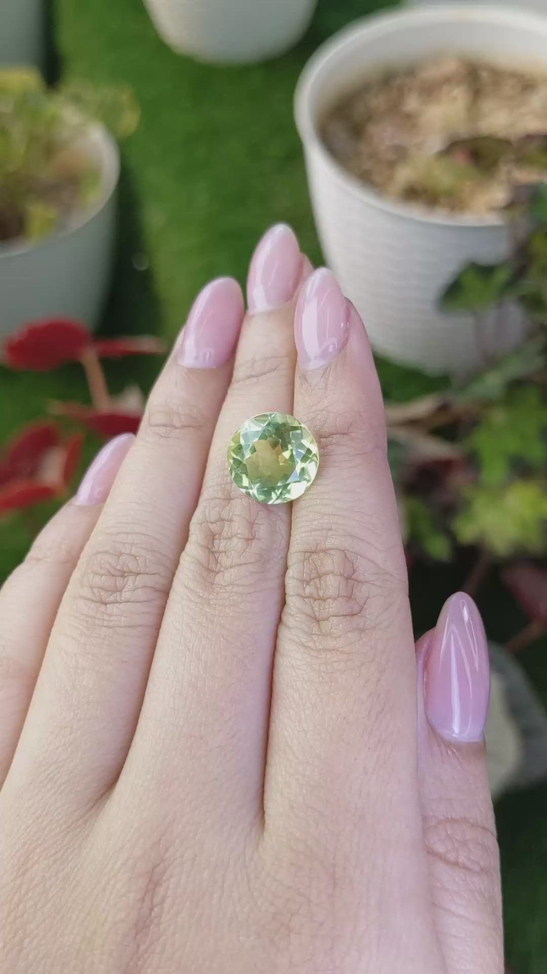 6.71 Ct. Yellowish Green Prasiolite from Brazil Size Video