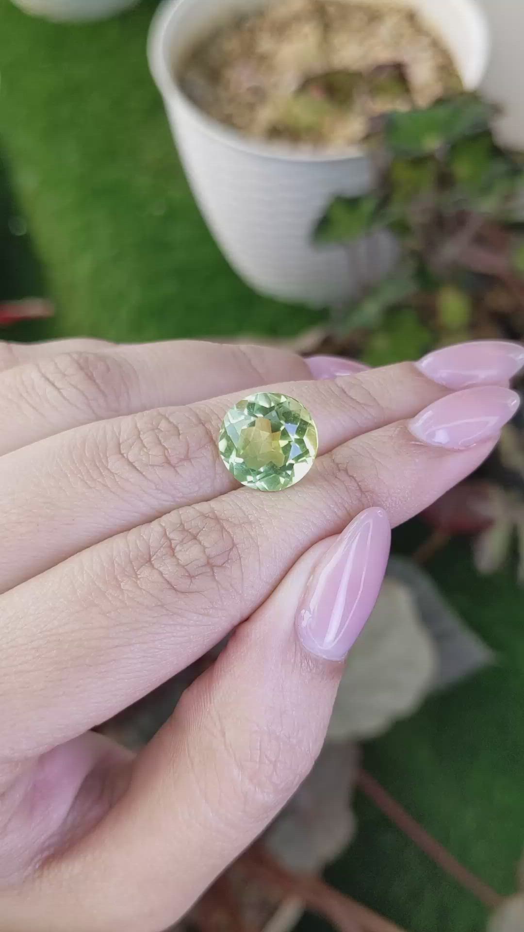 6.71 Ct. Yellowish Green Prasiolite from Brazil Size Video