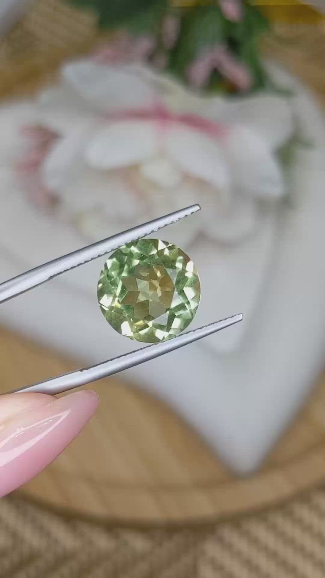 6.71 Ct. Yellowish Green Prasiolite from Brazil Size Video