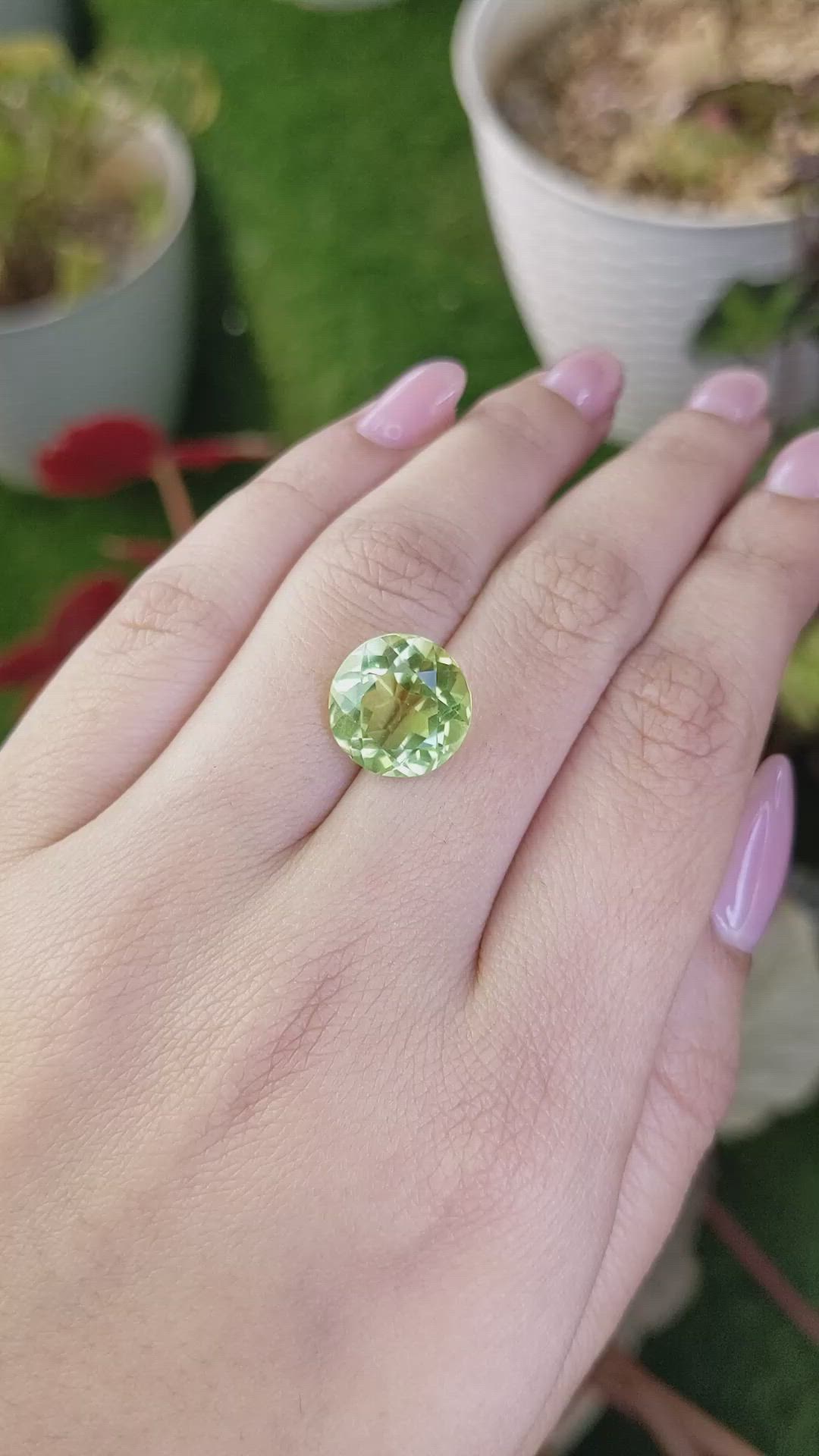 6.71 Ct. Yellowish Green Prasiolite from Brazil Size Video