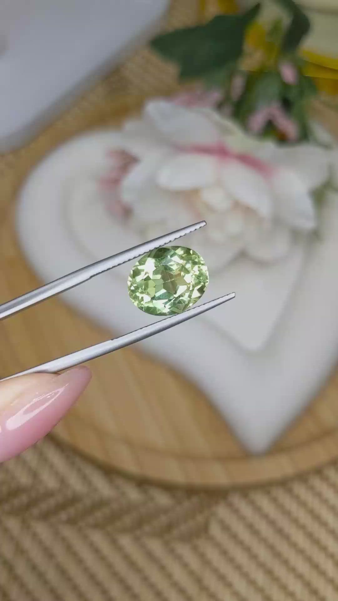 5.81 Ct. Yellowish Green Prasiolite from Brazil Size Video