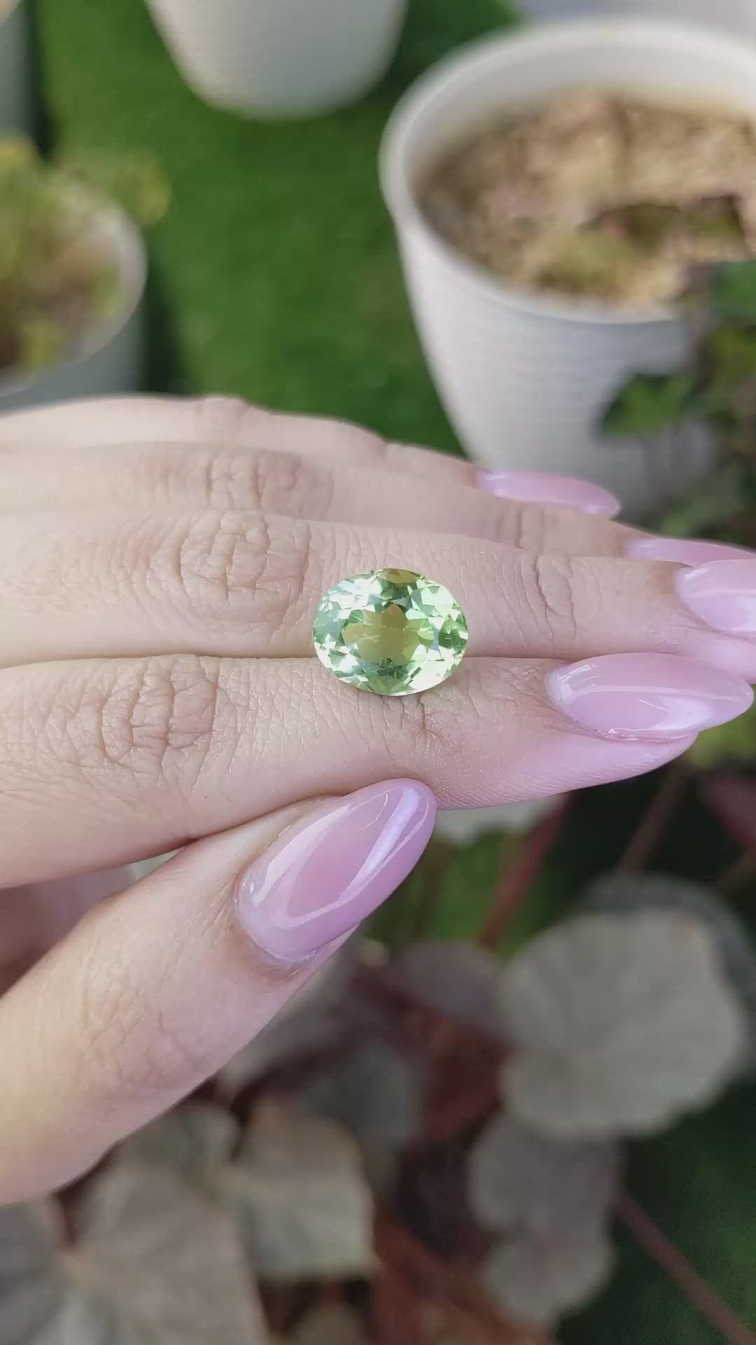 5.81 Ct. Yellowish Green Prasiolite from Brazil Size Video