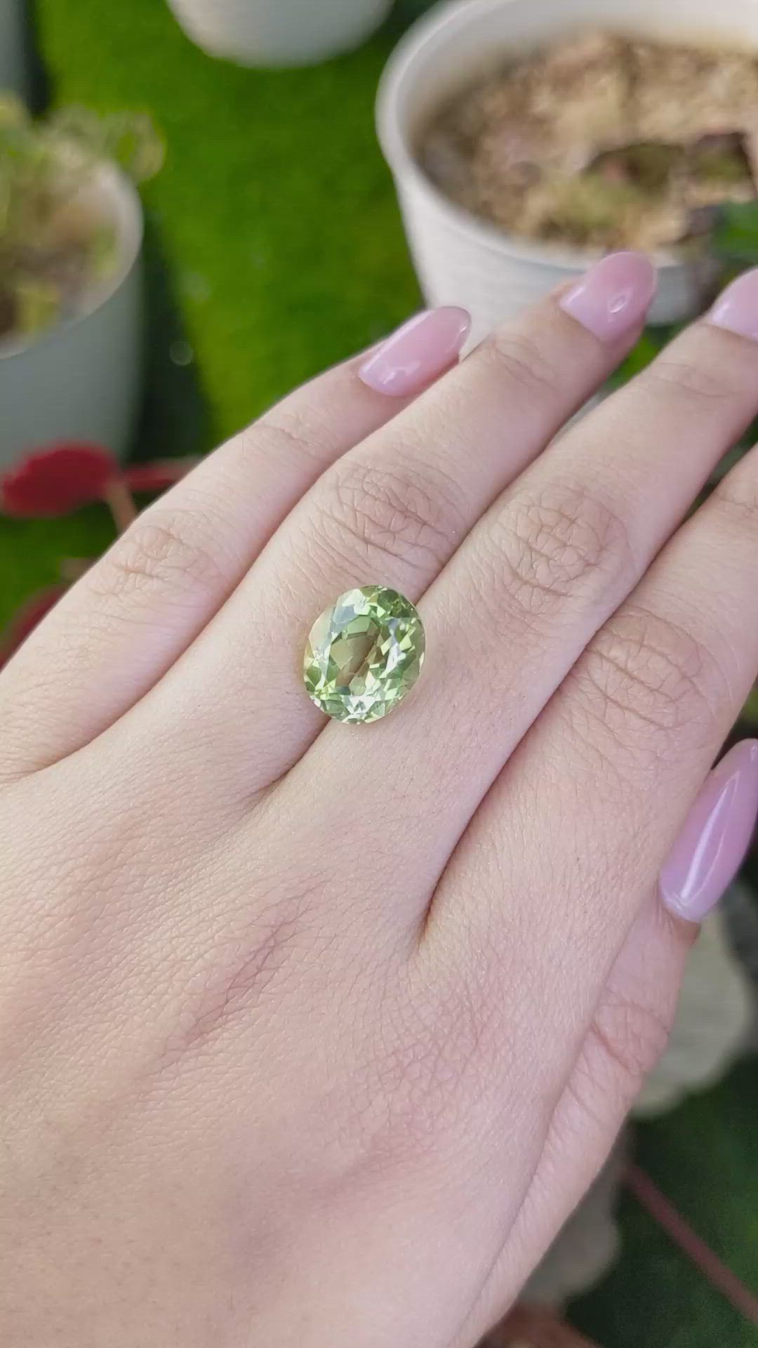5.81 Ct. Yellowish Green Prasiolite from Brazil Size Video
