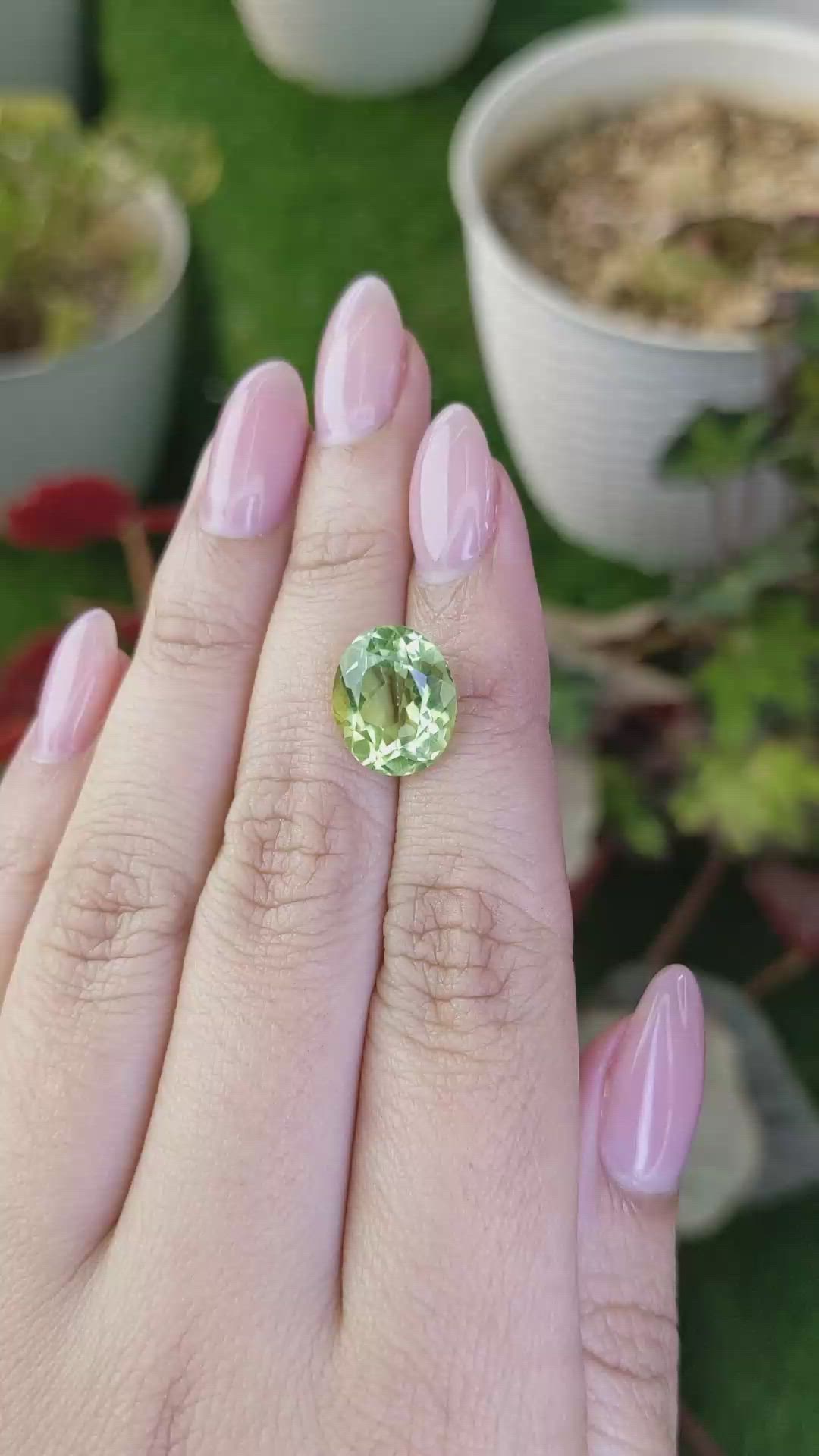 5.81 Ct. Yellowish Green Prasiolite from Brazil Size Video