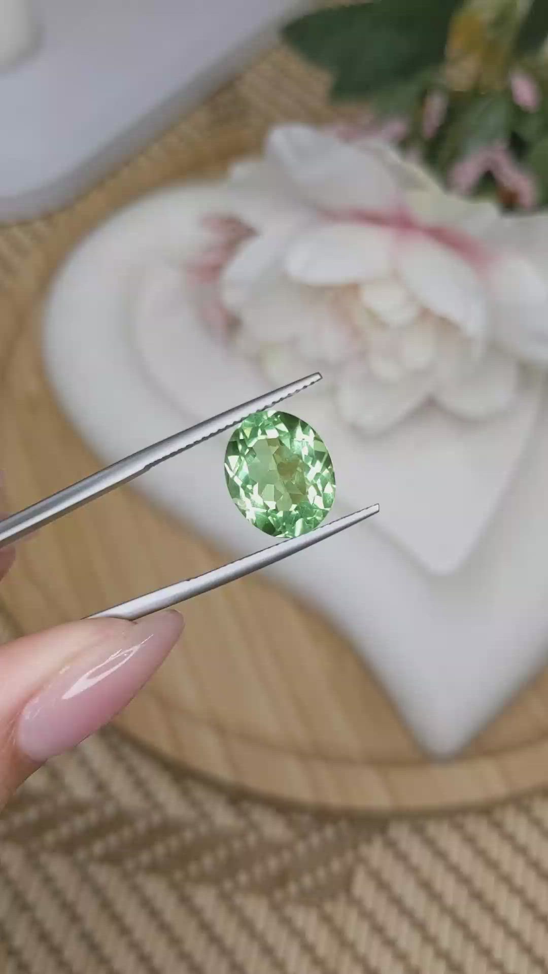 6.00 Ct. Green Prasiolite from Brazil Size Video