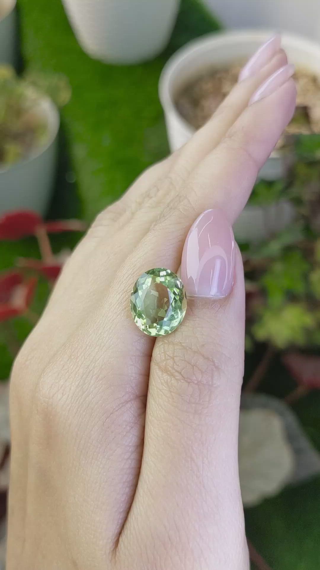 6.09 Ct. Yellowish Green Prasiolite from Brazil Size Video