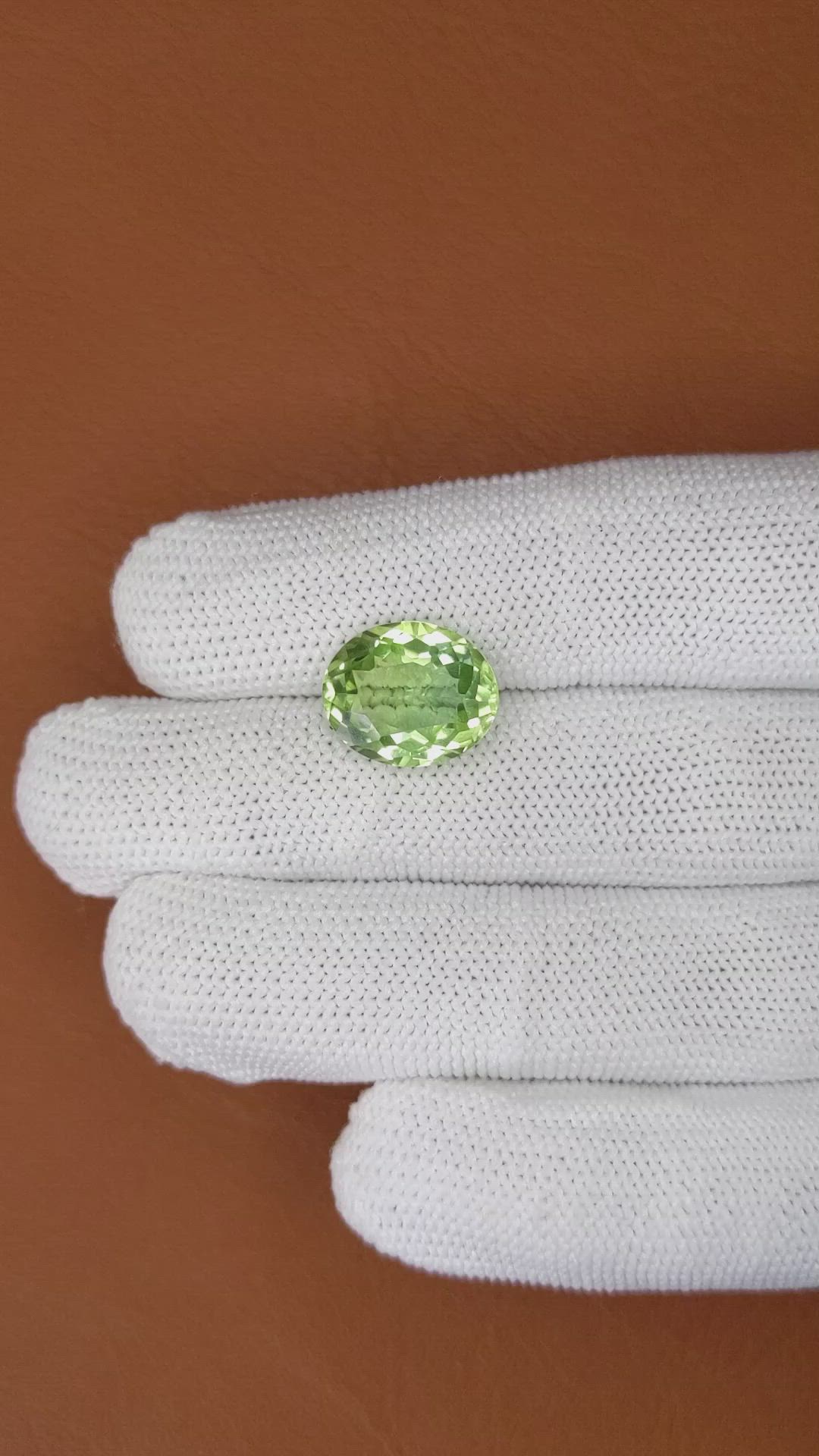 6.09 Ct. Yellowish Green Prasiolite from Brazil Size Video