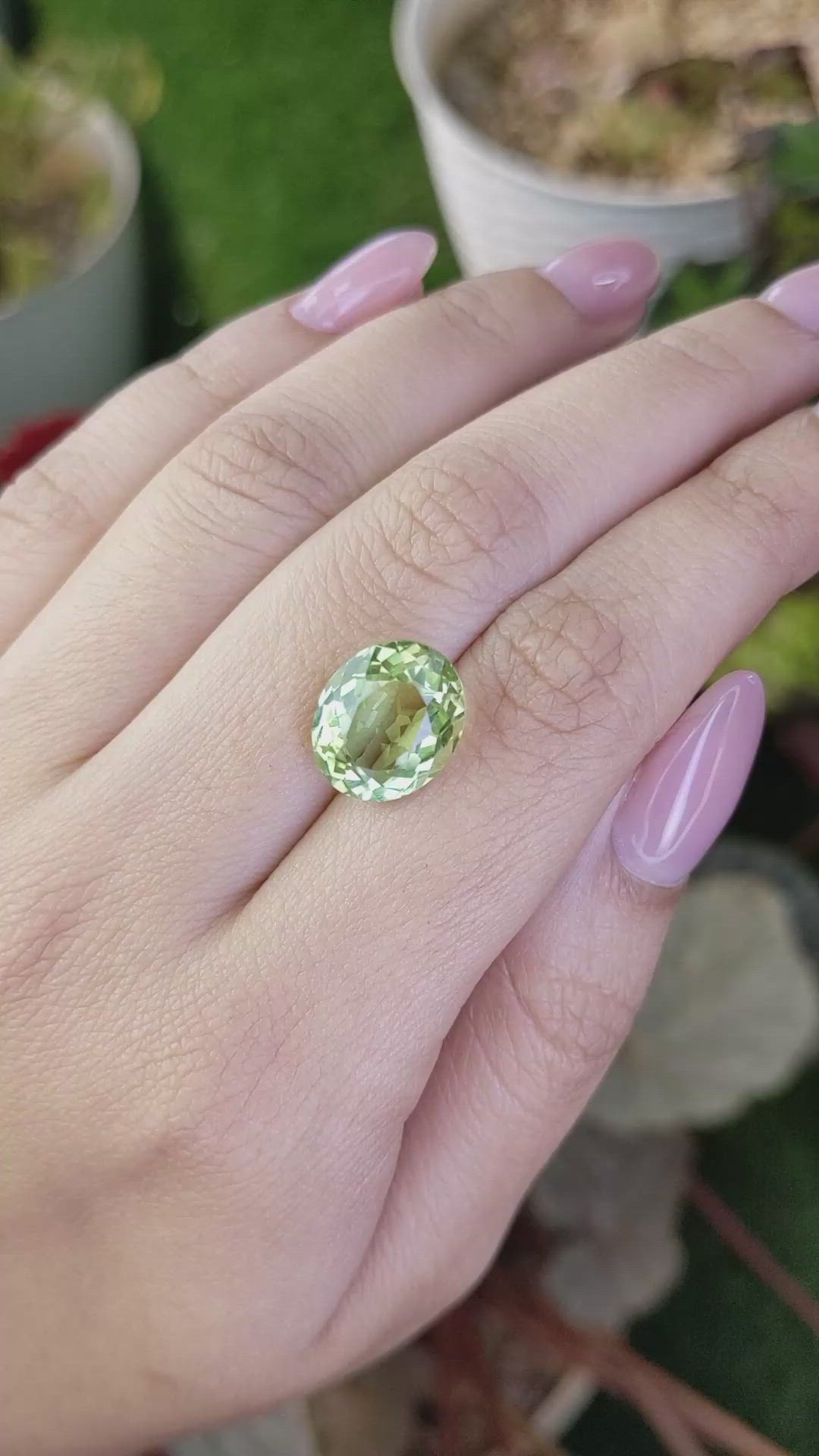 6.09 Ct. Yellowish Green Prasiolite from Brazil Size Video