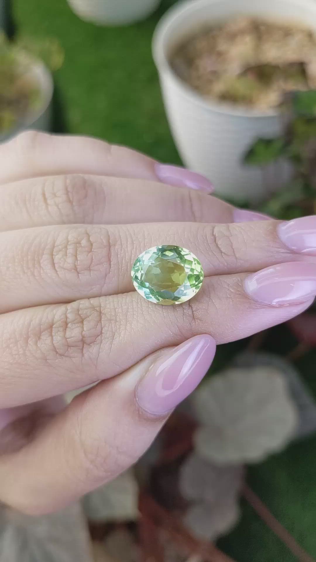 6.09 Ct. Yellowish Green Prasiolite from Brazil Size Video