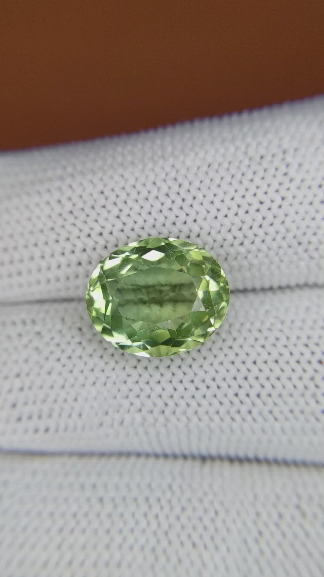 6.09 Ct. Yellowish Green Prasiolite from Brazil Size Video