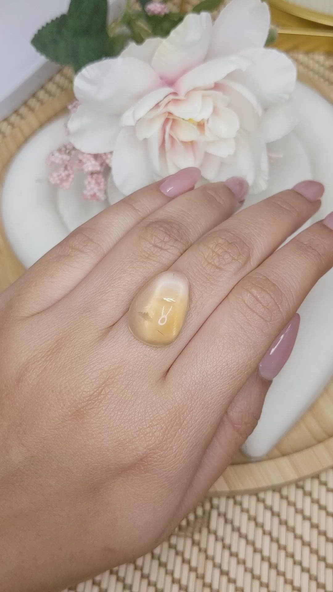 17.25 Ct. Yellow Cabochon Quartz from Brazil Size Video