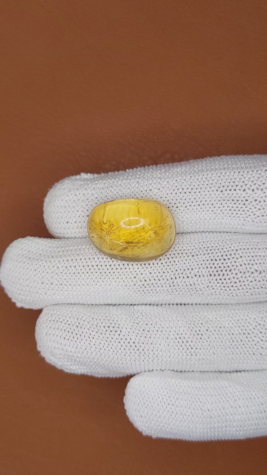 19.83 Ct. Yellow Cabochon Quartz from Brazil Size Video