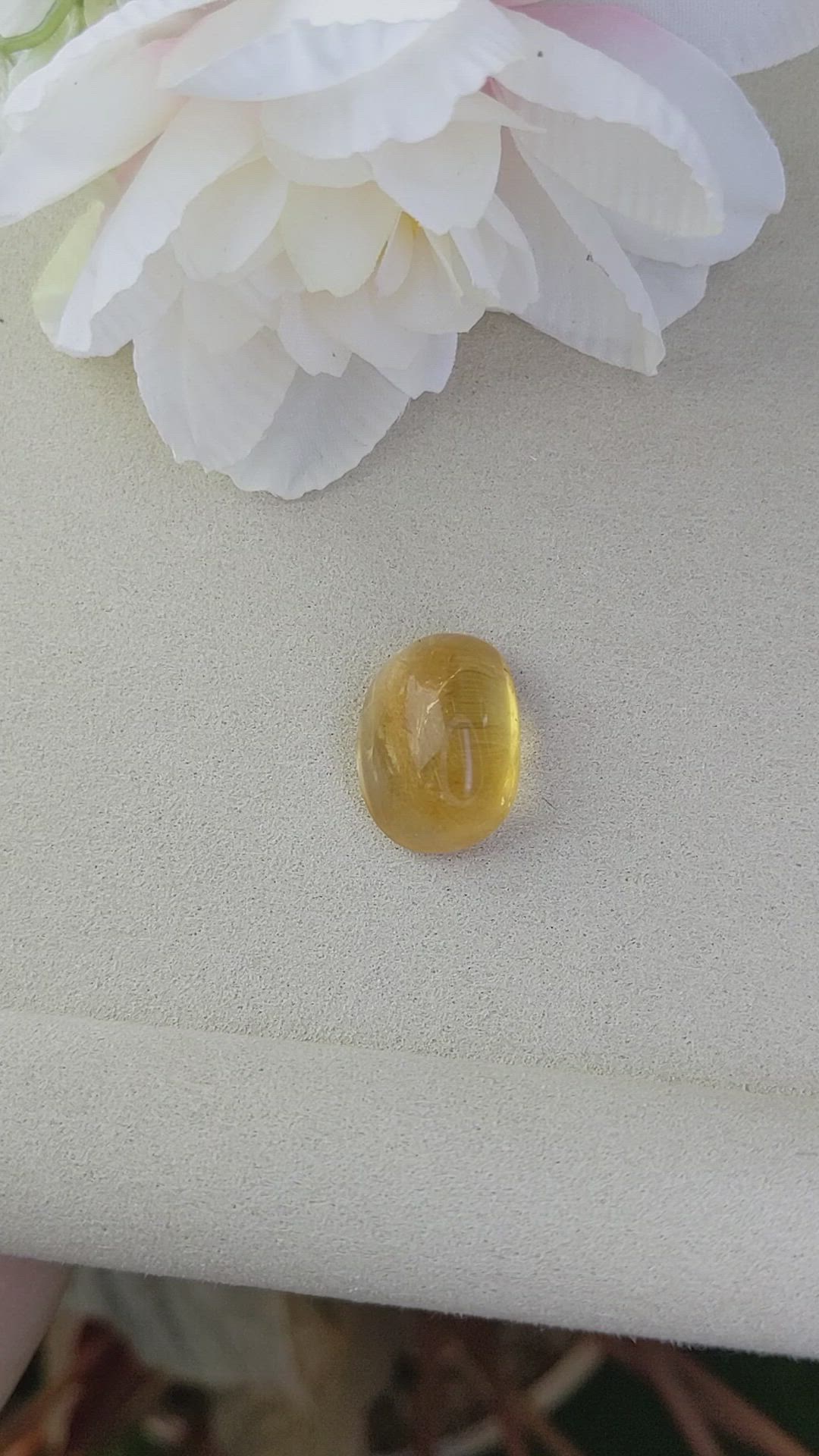 19.83 Ct. Yellow Cabochon Quartz from Brazil Size Video
